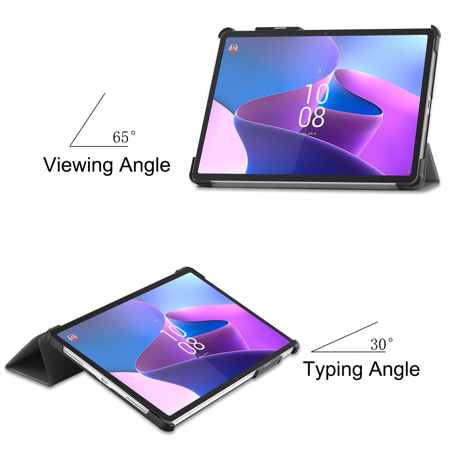 For Lenovo Tab P11 Pro Gen 2 Tri-fold Stand PU Leather Tablet Case Auto Wake / Sleep Function Drop-proof Cover