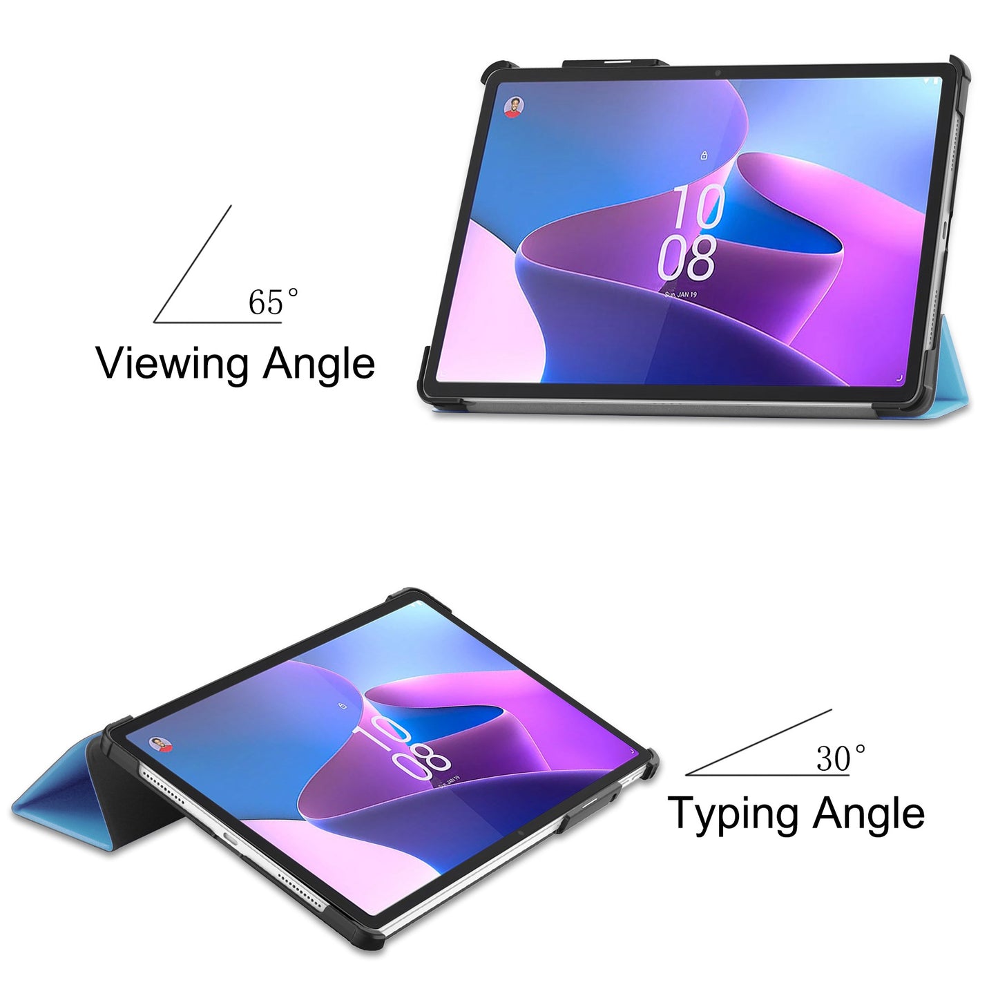 For Lenovo Tab P11 Pro Gen 2 Tri-fold Stand PU Leather Tablet Case Auto Wake / Sleep Function Drop-proof Cover