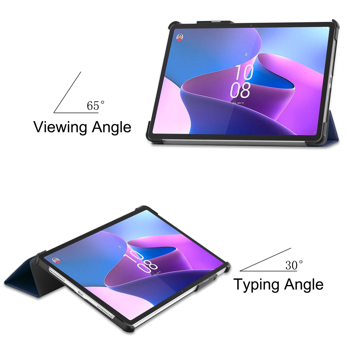 For Lenovo Tab P11 Pro Gen 2 Tri-fold Stand PU Leather Tablet Case Auto Wake / Sleep Function Drop-proof Cover