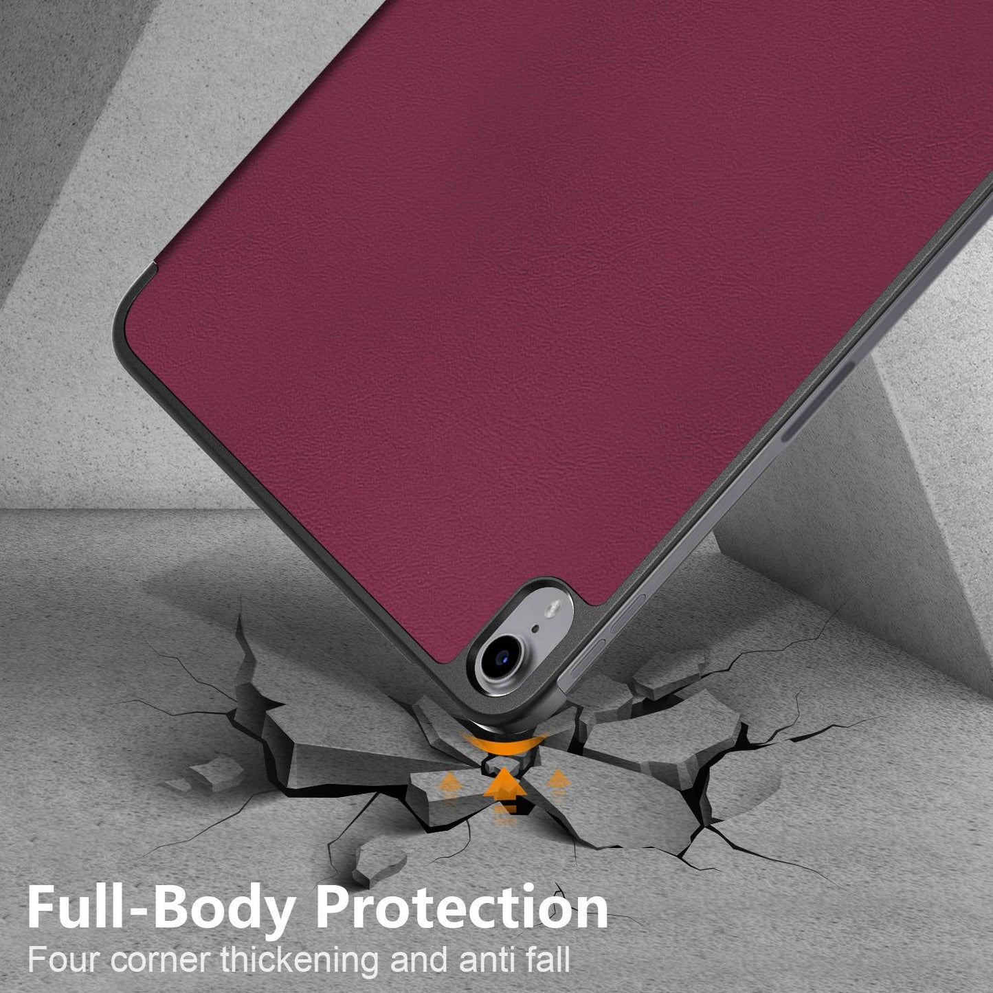 For iPad 10.2 (2022) PU Tablet Case Trifold Stand Shockproof Full Body Protective Cover with Auto Wake / Sleep
