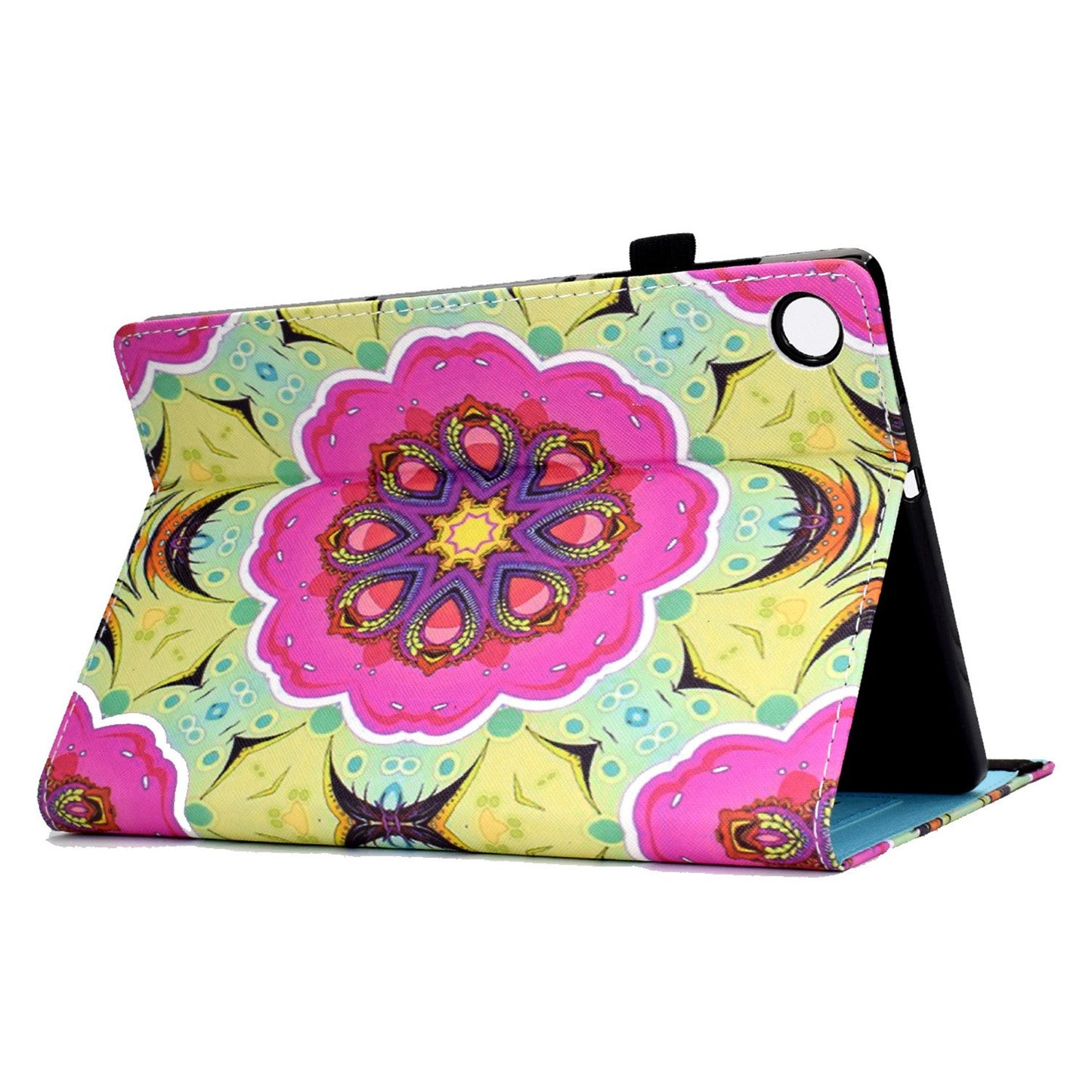 Tablet Case For Lenovo M10 FHD REL / M10 Plus X606F Pattern Printing Stitching Line PU Leather Protective Cover Stand with Elastic Band and Card Slots