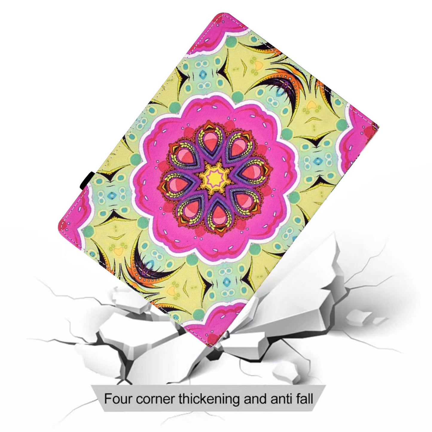 Tablet Case For Lenovo M10 FHD REL / M10 Plus X606F Pattern Printing Stitching Line PU Leather Protective Cover Stand with Elastic Band and Card Slots