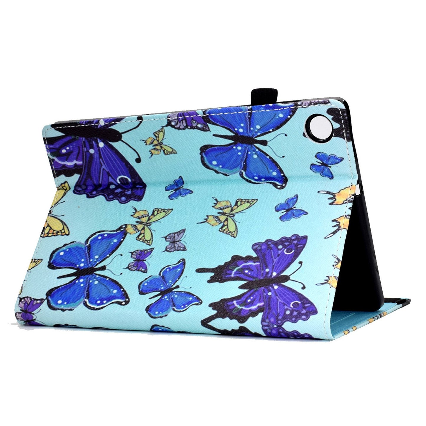 Tablet Case For Lenovo M10 FHD REL / M10 Plus X606F Pattern Printing Stitching Line PU Leather Protective Cover Stand with Elastic Band and Card Slots