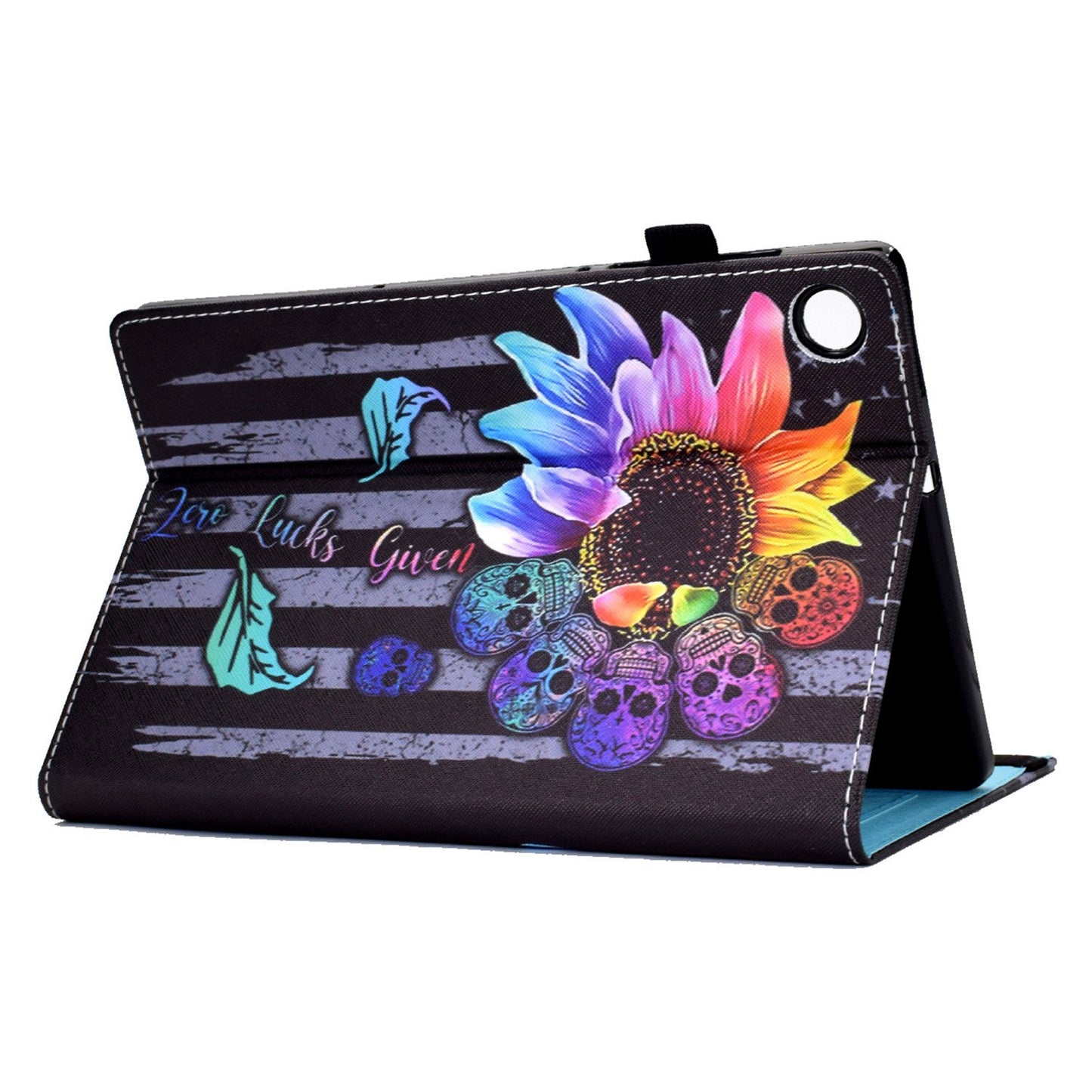 Tablet Case For Lenovo M10 FHD REL / M10 Plus X606F Pattern Printing Stitching Line PU Leather Protective Cover Stand with Elastic Band and Card Slots