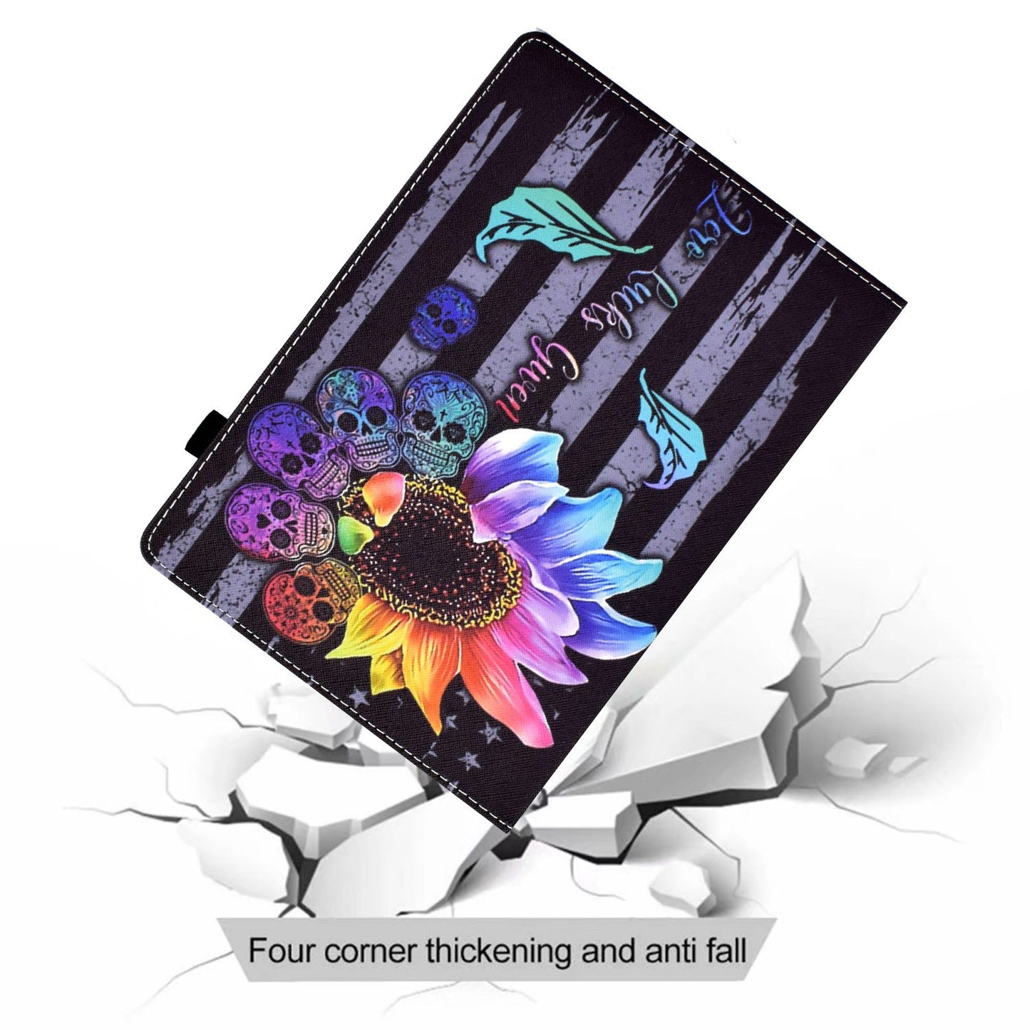 Tablet Case For Lenovo M10 FHD REL / M10 Plus X606F Pattern Printing Stitching Line PU Leather Protective Cover Stand with Elastic Band and Card Slots