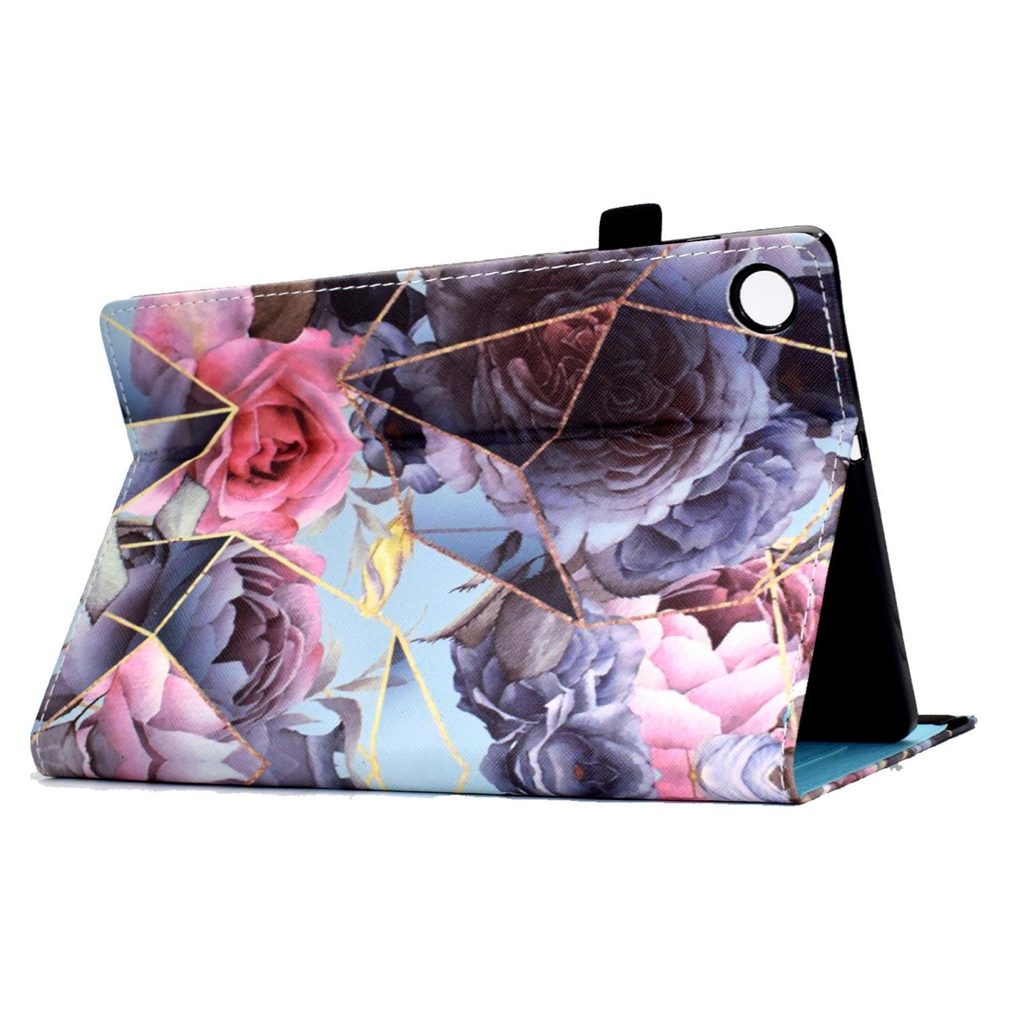 Tablet Case For Lenovo M10 FHD REL / M10 Plus X606F Pattern Printing Stitching Line PU Leather Protective Cover Stand with Elastic Band and Card Slots