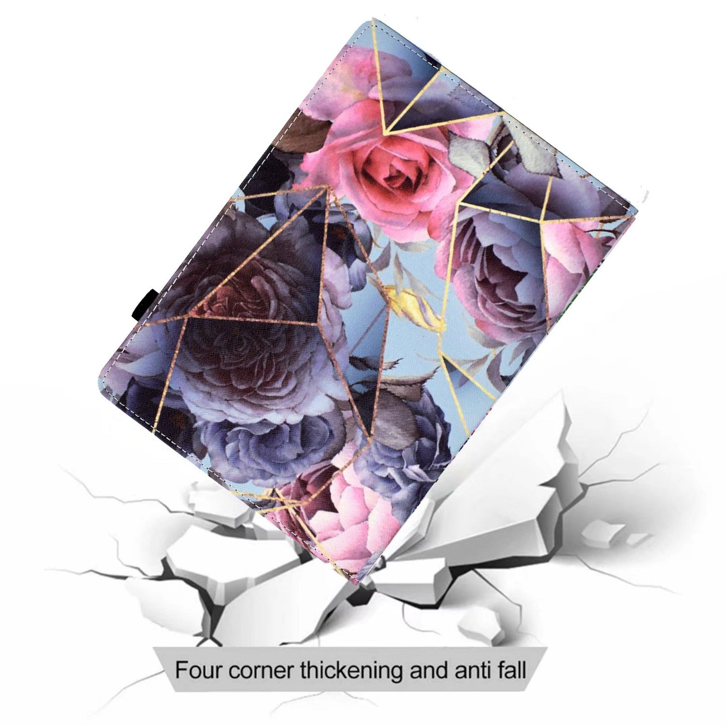 Tablet Case For Lenovo M10 FHD REL / M10 Plus X606F Pattern Printing Stitching Line PU Leather Protective Cover Stand with Elastic Band and Card Slots