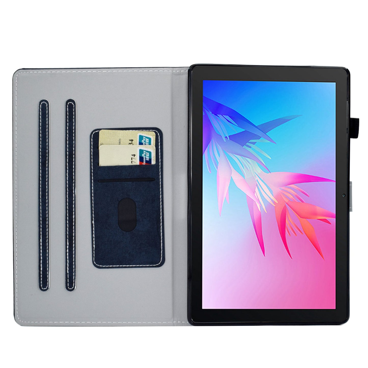 For Huawei Enjoy Tablet 2 / MatePad T 10 9.7 inch / T 10S 10.1 inch / Honor Pad 6 10.1-inch / Pad X6 9.7 inch Cloth Texture Case Solid Color Stitching Leather Stand Card Slots Magnetic Cover