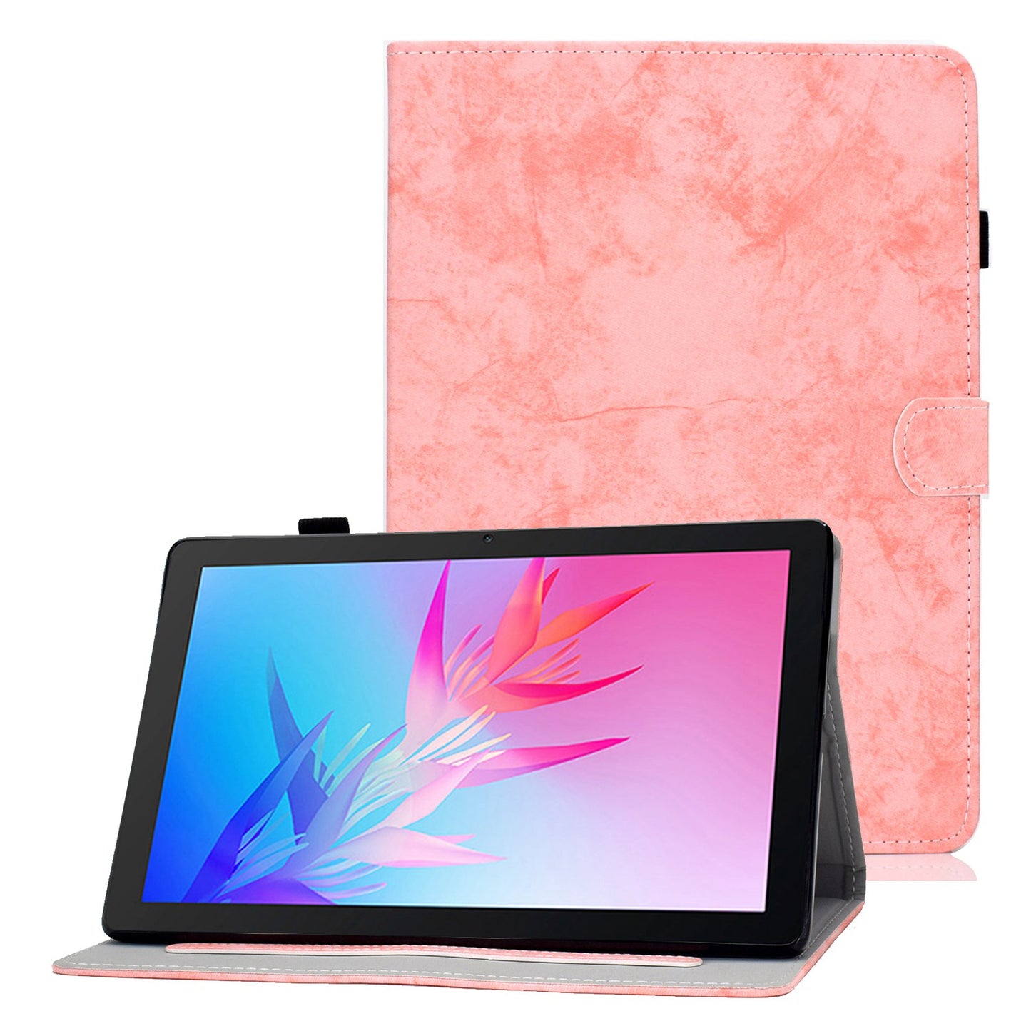 For Huawei Enjoy Tablet 2 / MatePad T 10 9.7 inch / T 10S 10.1 inch / Honor Pad 6 10.1-inch / Pad X6 9.7 inch Cloth Texture Case Solid Color Stitching Leather Stand Card Slots Magnetic Cover