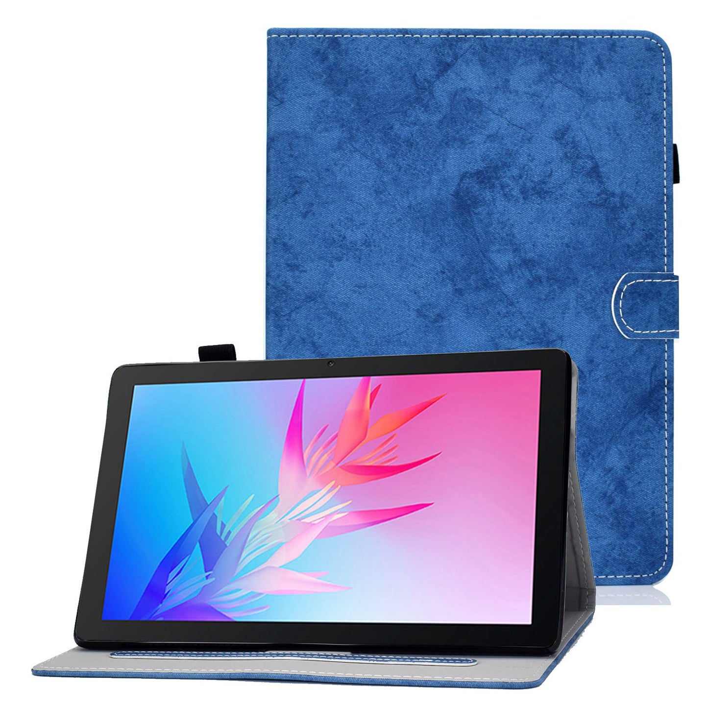 For Huawei Enjoy Tablet 2 / MatePad T 10 9.7 inch / T 10S 10.1 inch / Honor Pad 6 10.1-inch / Pad X6 9.7 inch Cloth Texture Case Solid Color Stitching Leather Stand Card Slots Magnetic Cover
