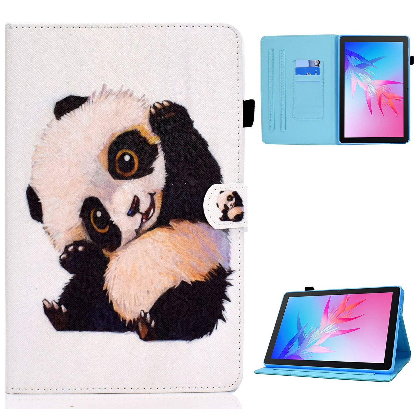 For Huawei Enjoy Tablet 2 / MatePad T 10 9.7 inch / T 10S 10.1 inch / Honor Pad 6 10.1-inch / Pad X6 9.7 inch Pattern Printing Stand Cover Stitching Leather Card Slots Magnetic Case
