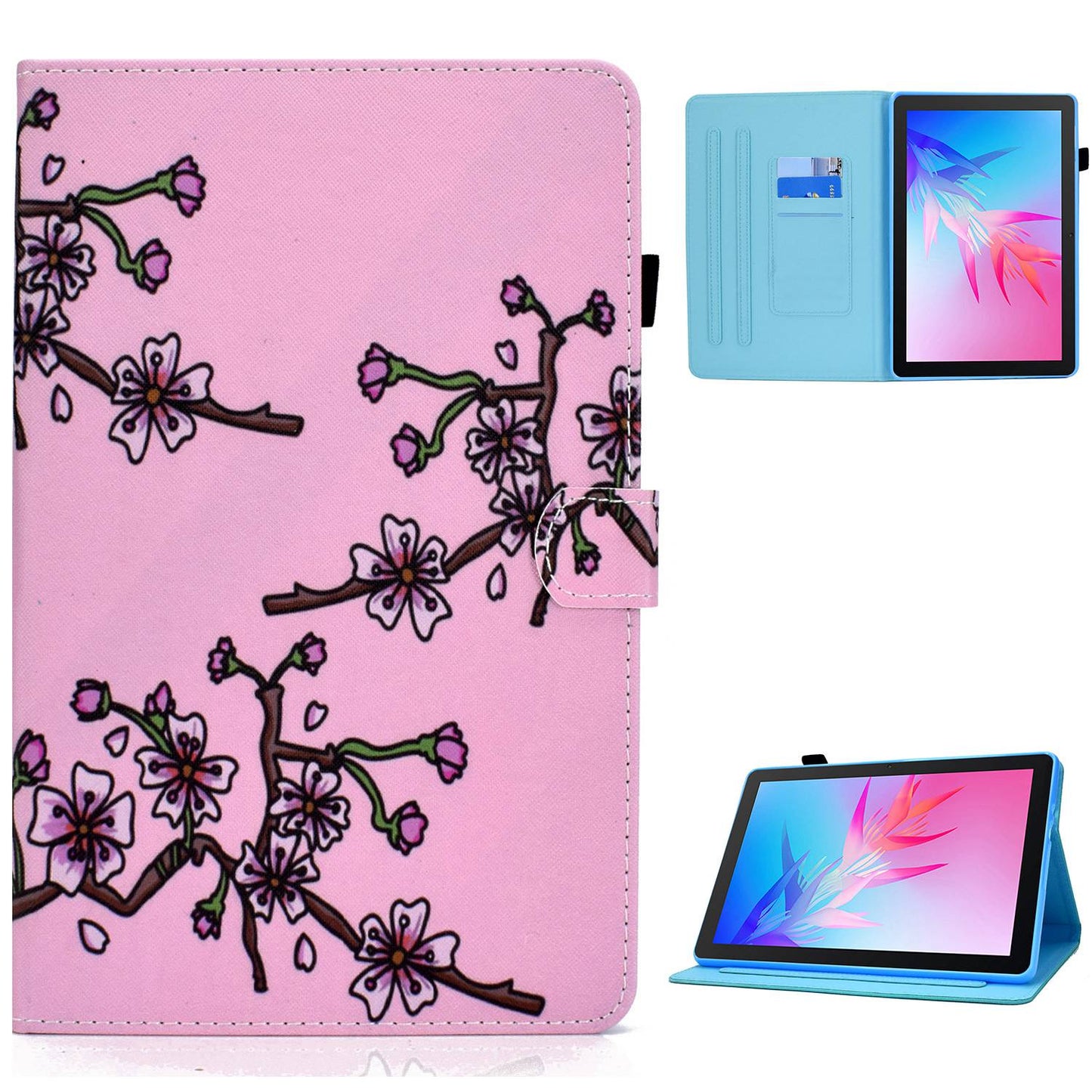For Huawei Enjoy Tablet 2 / MatePad T 10 9.7 inch / T 10S 10.1 inch / Honor Pad 6 10.1-inch / Pad X6 9.7 inch Pattern Printing Stand Cover Stitching Leather Card Slots Magnetic Case