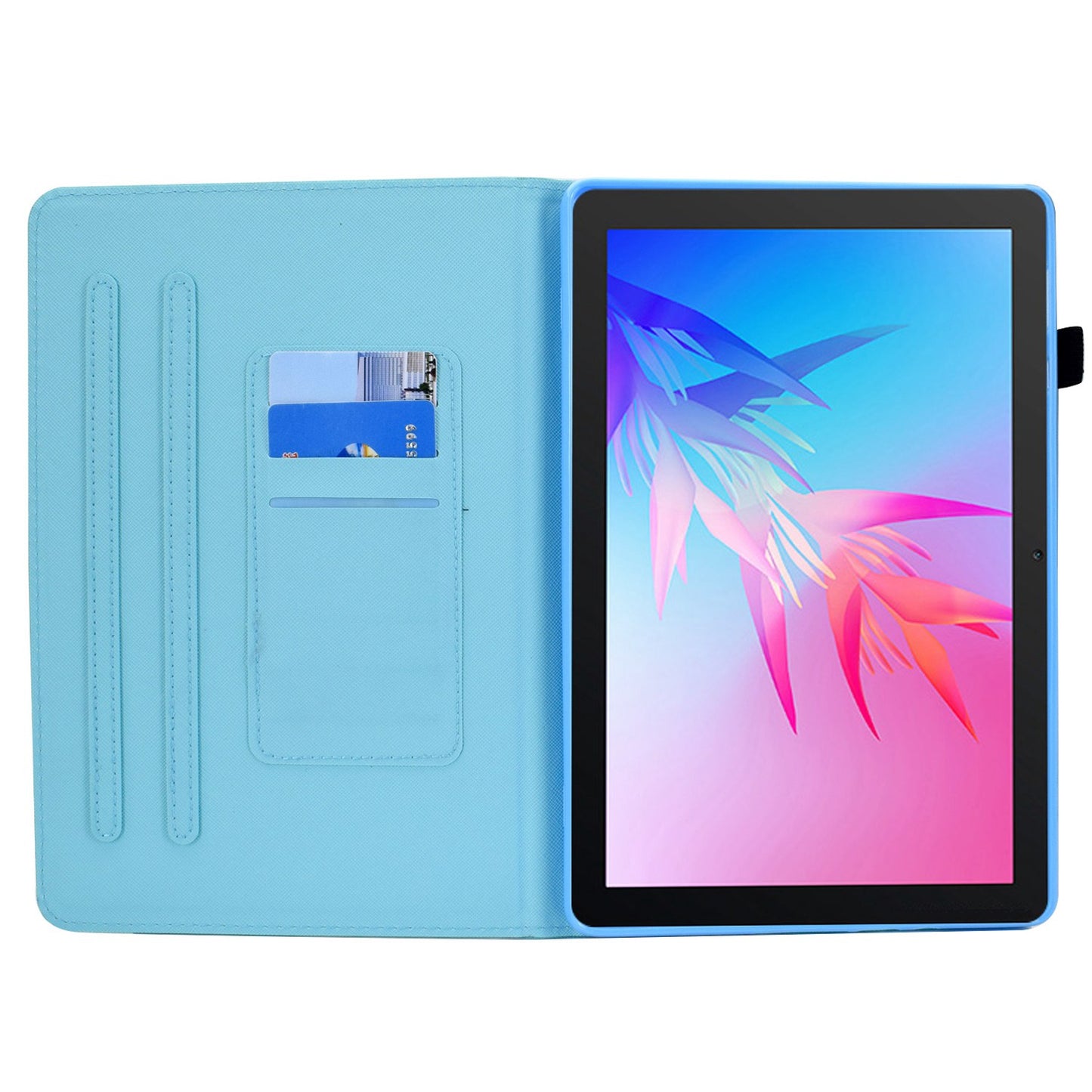 For Huawei Enjoy Tablet 2 / MatePad T 10 9.7 inch / T 10S 10.1 inch / Honor Pad 6 10.1-inch / Pad X6 9.7 inch Pattern Printing Stand Cover Stitching Leather Card Slots Magnetic Case