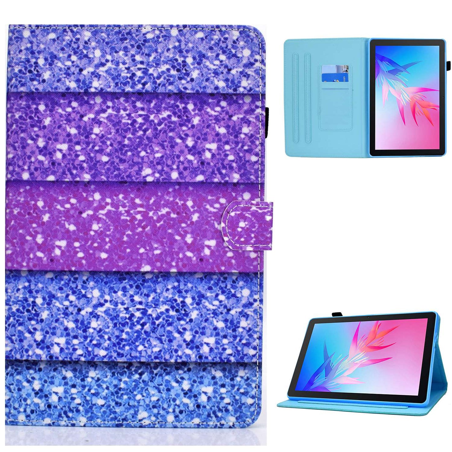 For Huawei Enjoy Tablet 2 / MatePad T 10 9.7 inch / T 10S 10.1 inch / Honor Pad 6 10.1-inch / Pad X6 9.7 inch Pattern Printing Stand Cover Stitching Leather Card Slots Magnetic Case