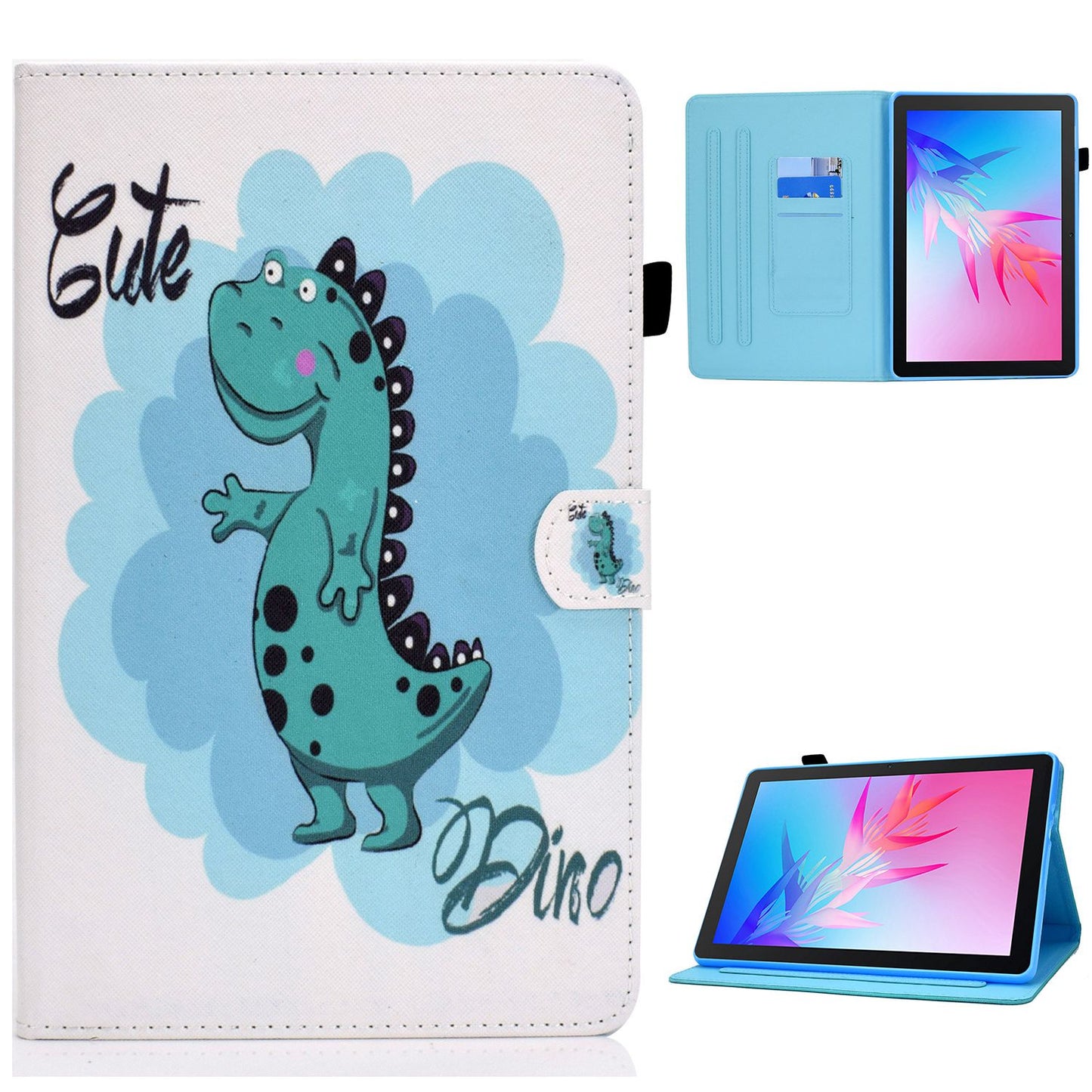 For Huawei Enjoy Tablet 2 / MatePad T 10 9.7 inch / T 10S 10.1 inch / Honor Pad 6 10.1-inch / Pad X6 9.7 inch Pattern Printing Stand Cover Stitching Leather Card Slots Magnetic Case