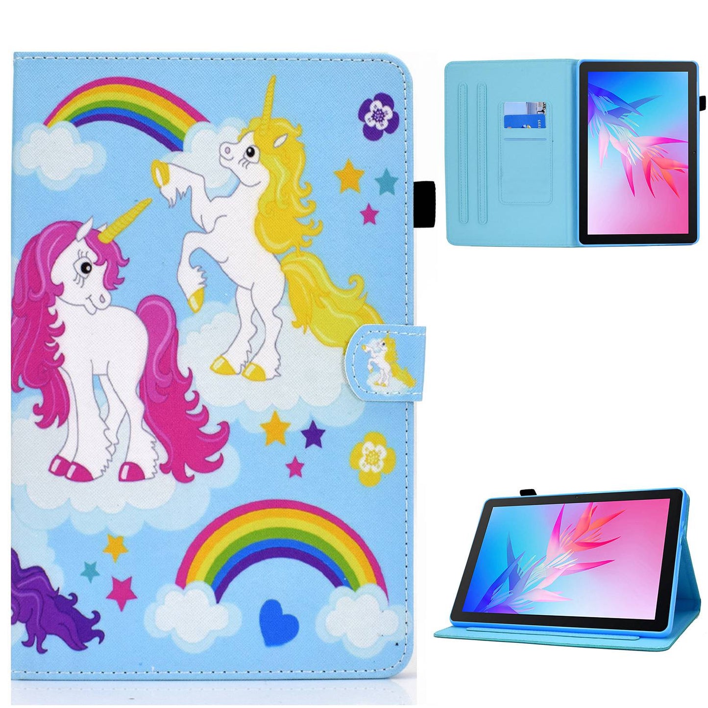 For Huawei Enjoy Tablet 2 / MatePad T 10 9.7 inch / T 10S 10.1 inch / Honor Pad 6 10.1-inch / Pad X6 9.7 inch Pattern Printing Stand Cover Stitching Leather Card Slots Magnetic Case