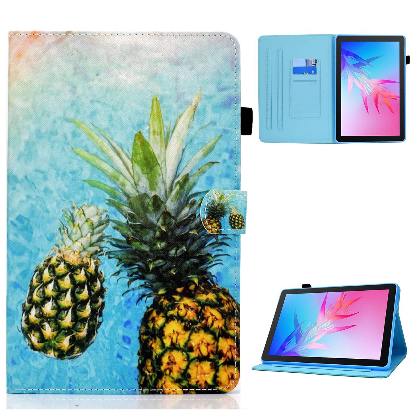 For Huawei Enjoy Tablet 2 / MatePad T 10 9.7 inch / T 10S 10.1 inch / Honor Pad 6 10.1-inch / Pad X6 9.7 inch Pattern Printing Stand Cover Stitching Leather Card Slots Magnetic Case