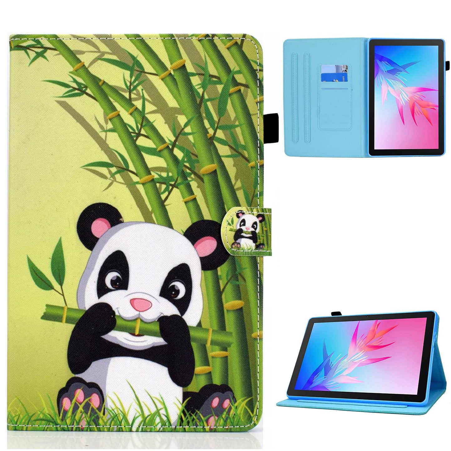 For Huawei Enjoy Tablet 2 / MatePad T 10 9.7 inch / T 10S 10.1 inch / Honor Pad 6 10.1-inch / Pad X6 9.7 inch Pattern Printing Stand Cover Stitching Leather Card Slots Magnetic Case