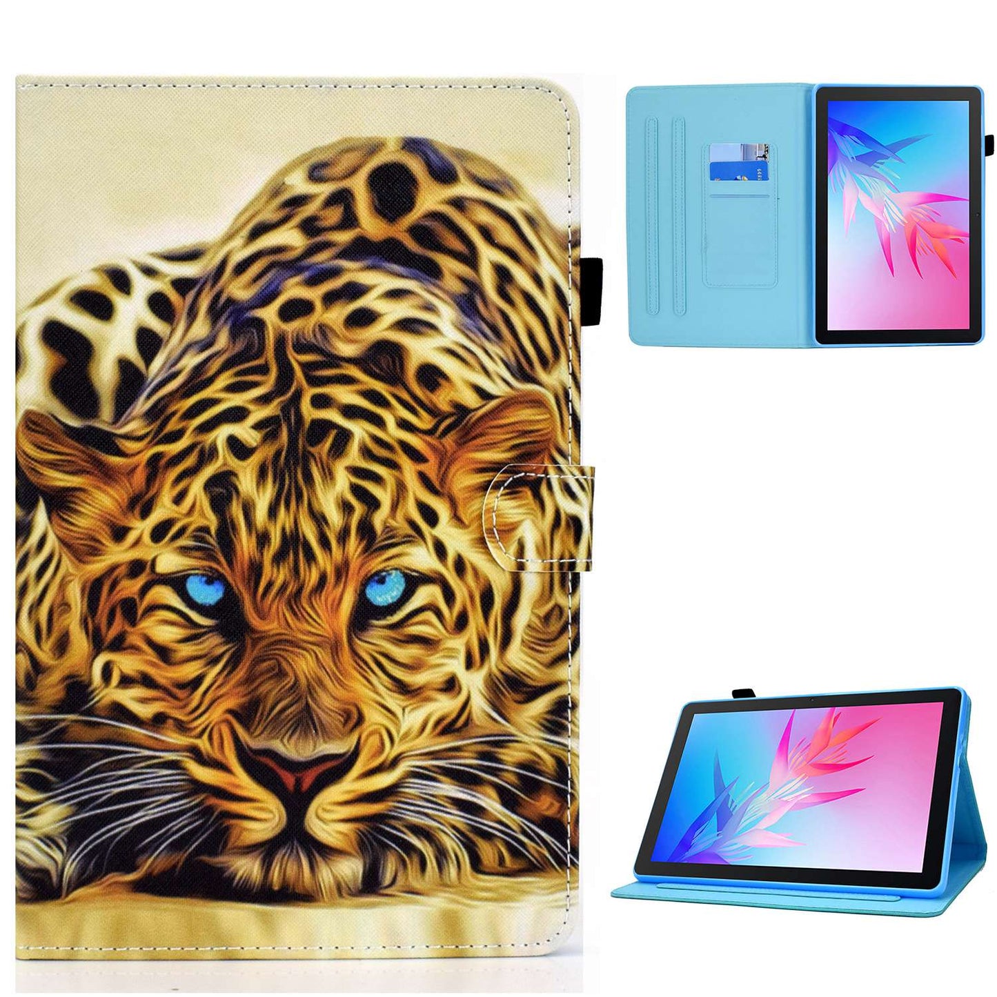 For Huawei Enjoy Tablet 2 / MatePad T 10 9.7 inch / T 10S 10.1 inch / Honor Pad 6 10.1-inch / Pad X6 9.7 inch Pattern Printing Stand Cover Stitching Leather Card Slots Magnetic Case