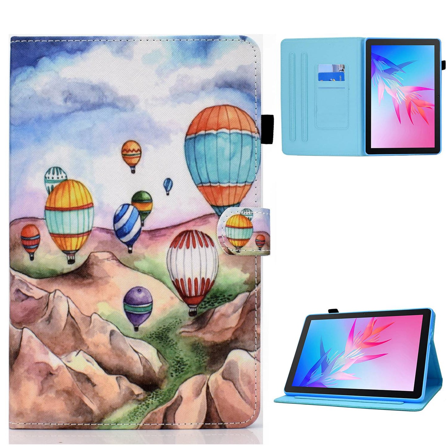 For Huawei Enjoy Tablet 2 / MatePad T 10 9.7 inch / T 10S 10.1 inch / Honor Pad 6 10.1-inch / Pad X6 9.7 inch Pattern Printing Stand Cover Stitching Leather Card Slots Magnetic Case