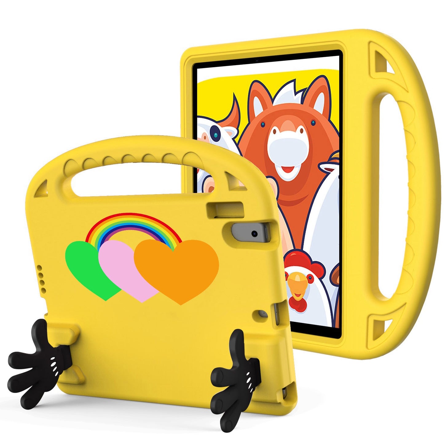For iPad Air (2013) / Air 2 / iPad 9.7-inch (2017) / (2018) EVA Protective Case Love Heart Pattern Palm Shape Tablet Cover with Grip Handle / Kickstand