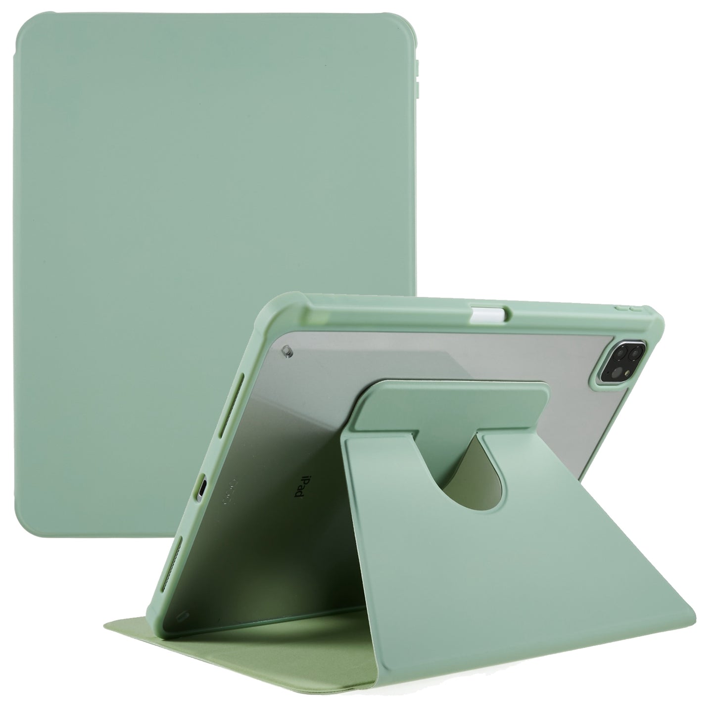 For iPad Pro 12.9 (2018) / (2020) / (2021) / (2022) Anti-Drop Tablet Case with Rotary Kickstand PU Leather + TPU + Acrylic Protective Cover