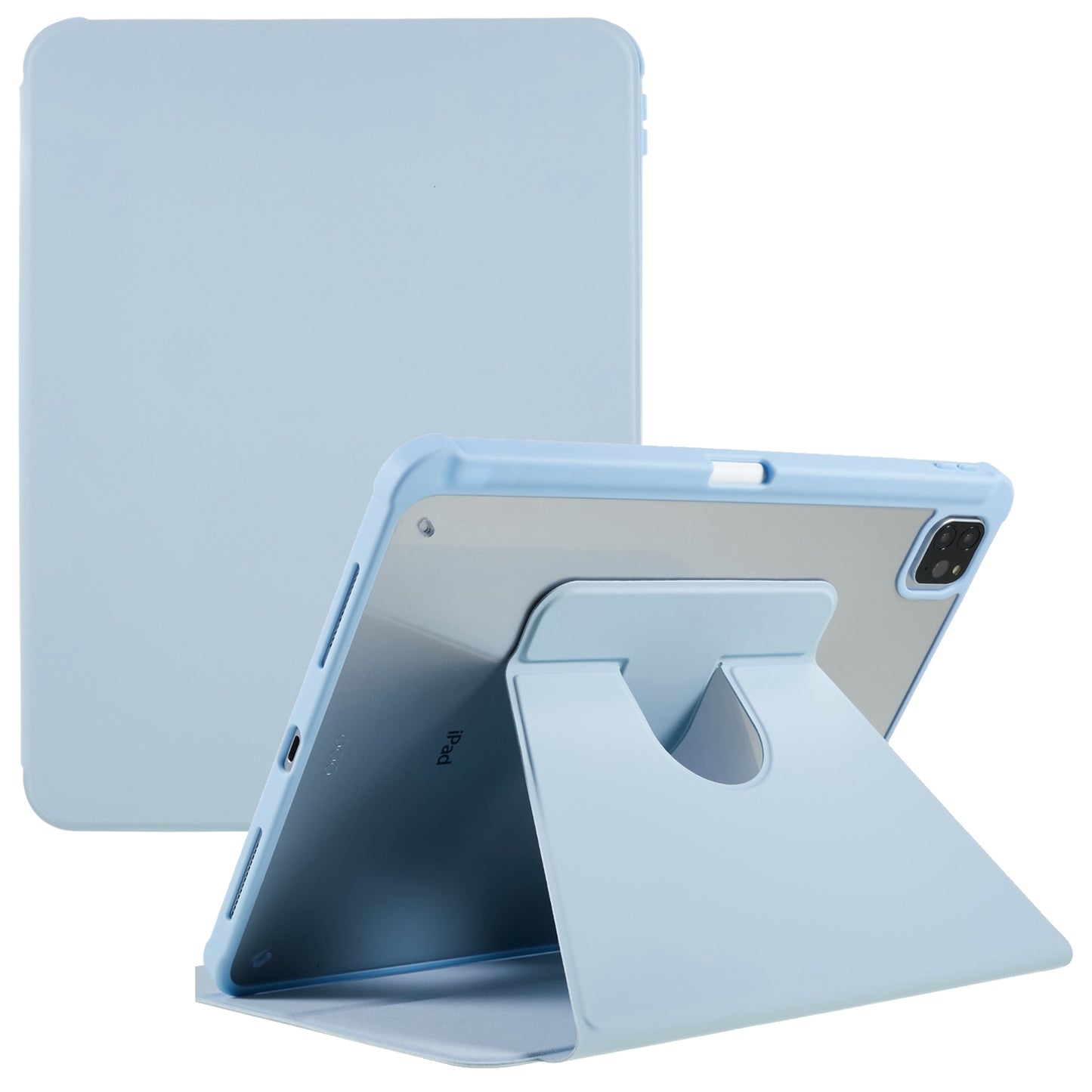 For iPad Pro 12.9 (2018) / (2020) / (2021) / (2022) Anti-Drop Tablet Case with Rotary Kickstand PU Leather + TPU + Acrylic Protective Cover