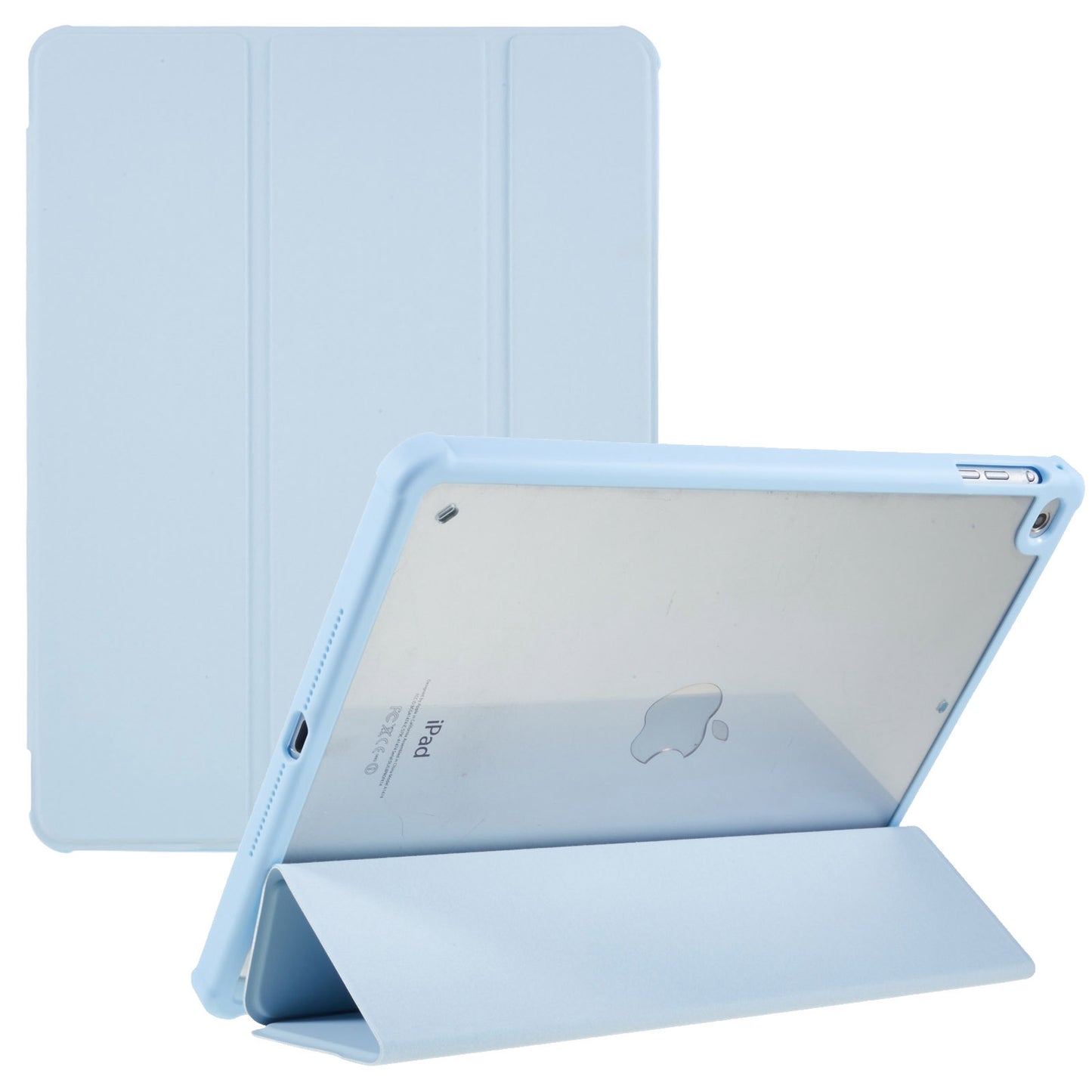 For iPad Air (2013) / Air 2 / iPad 9.7-inch (2017) / (2018) Tri-fold Stand Case Auto Wake and Sleep PU Leather + TPU + Acrylic Tablet Slim Case Shockproof Cover