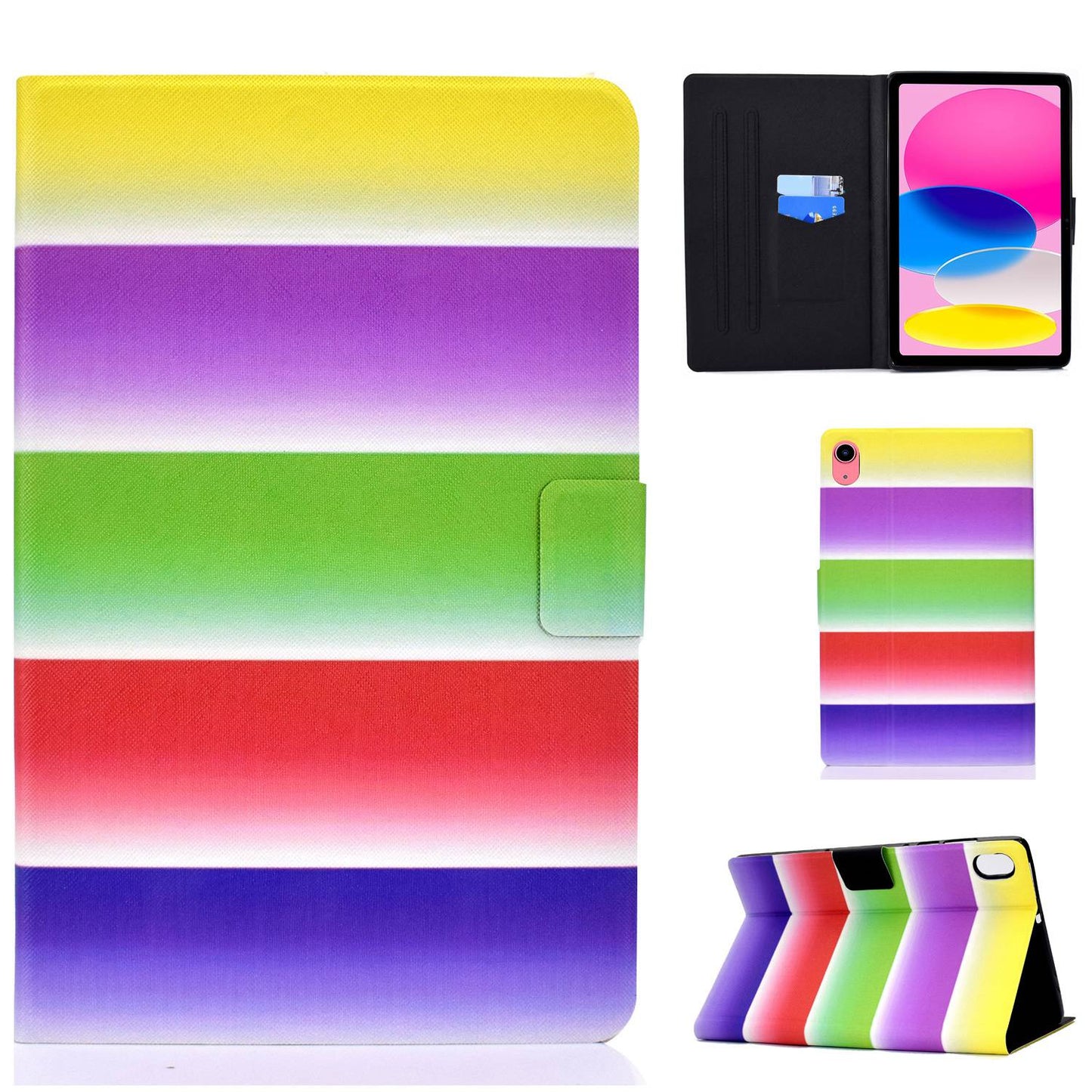 For iPad 10.9 (2022) / iPad 10th Gen Pattern Printing PU Leather Folio Tablet Case Fold Stand Card Holder Magnetic Flip Cover