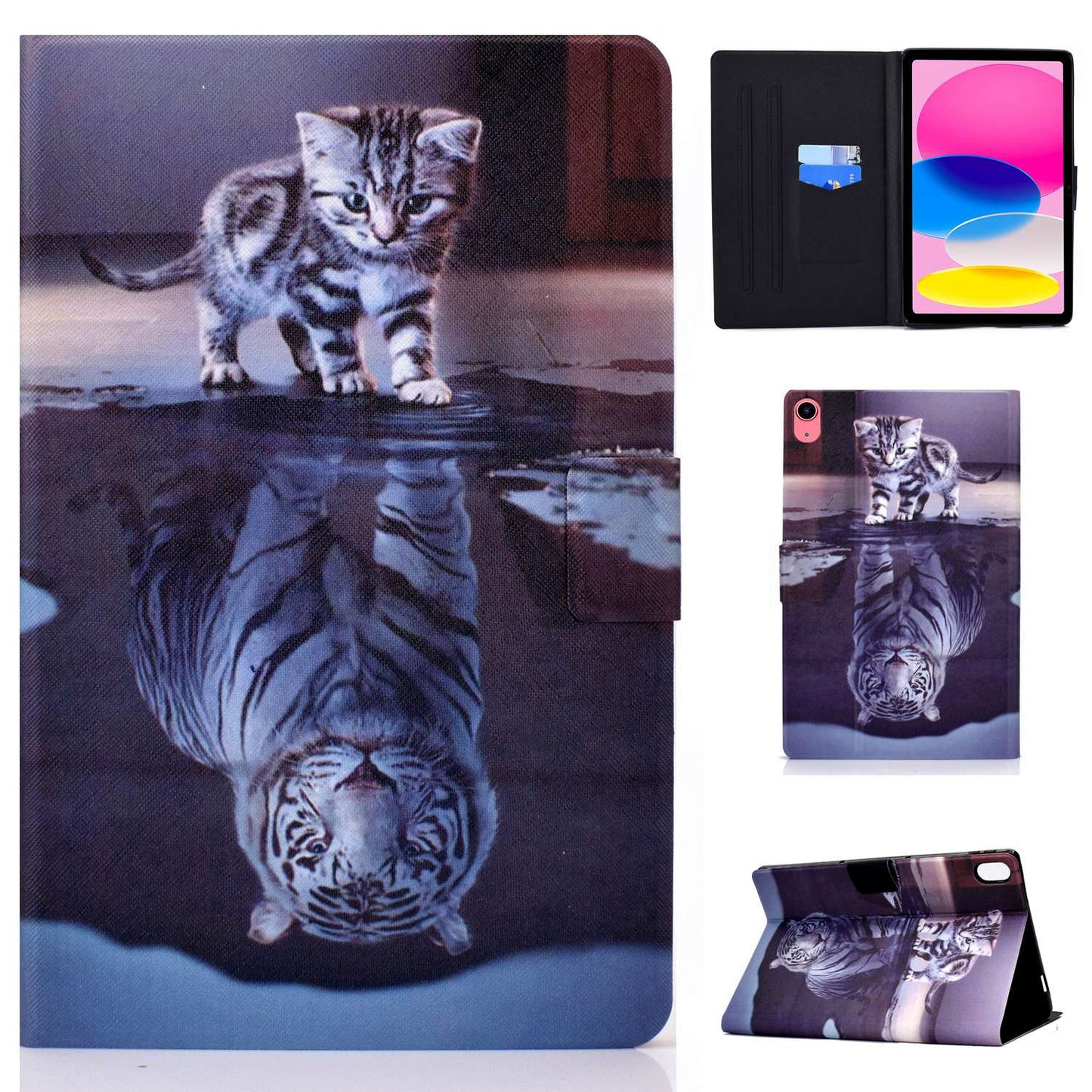 For iPad 10.9 (2022) / iPad 10th Gen Pattern Printing PU Leather Folio Tablet Case Fold Stand Card Holder Magnetic Flip Cover
