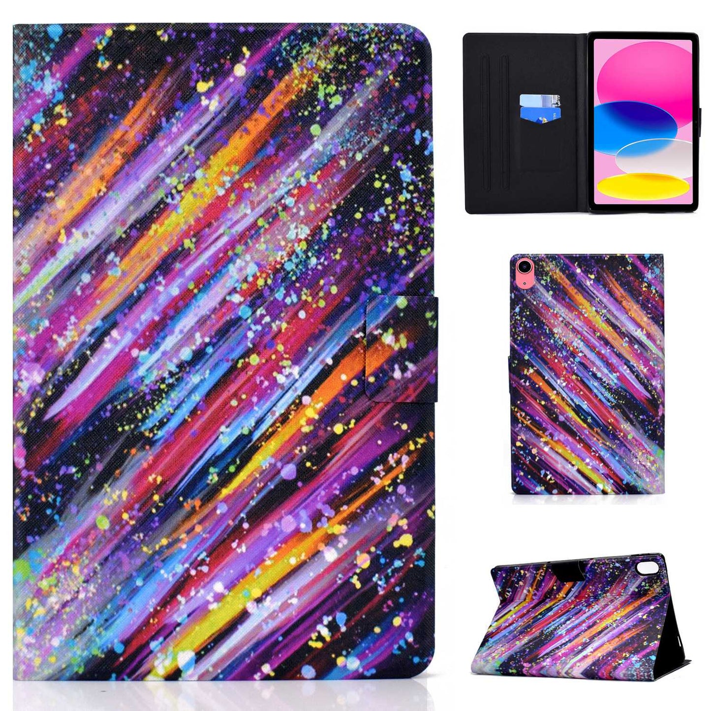For iPad 10.9 (2022) / iPad 10th Gen Pattern Printing PU Leather Folio Tablet Case Fold Stand Card Holder Magnetic Flip Cover