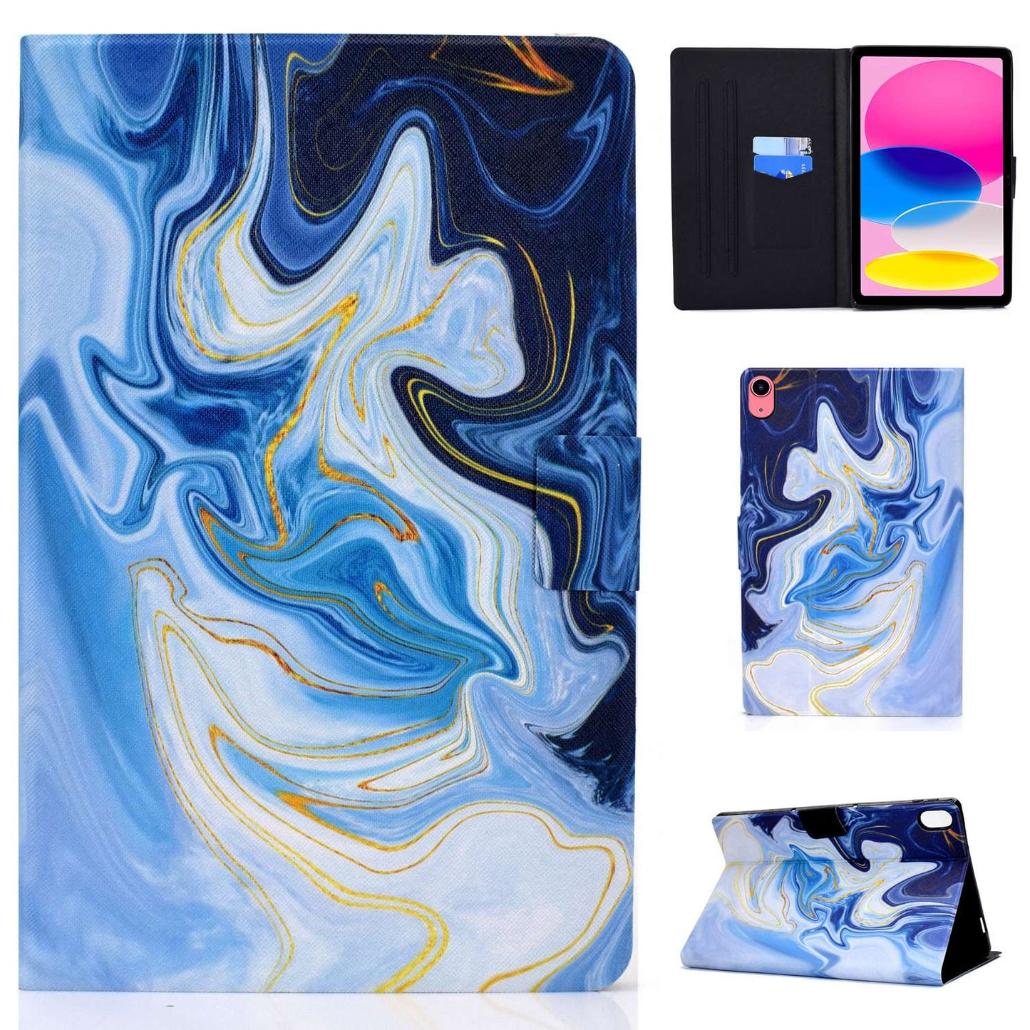 For iPad 10.9 (2022) / iPad 10th Gen Pattern Printing PU Leather Folio Tablet Case Fold Stand Card Holder Magnetic Flip Cover