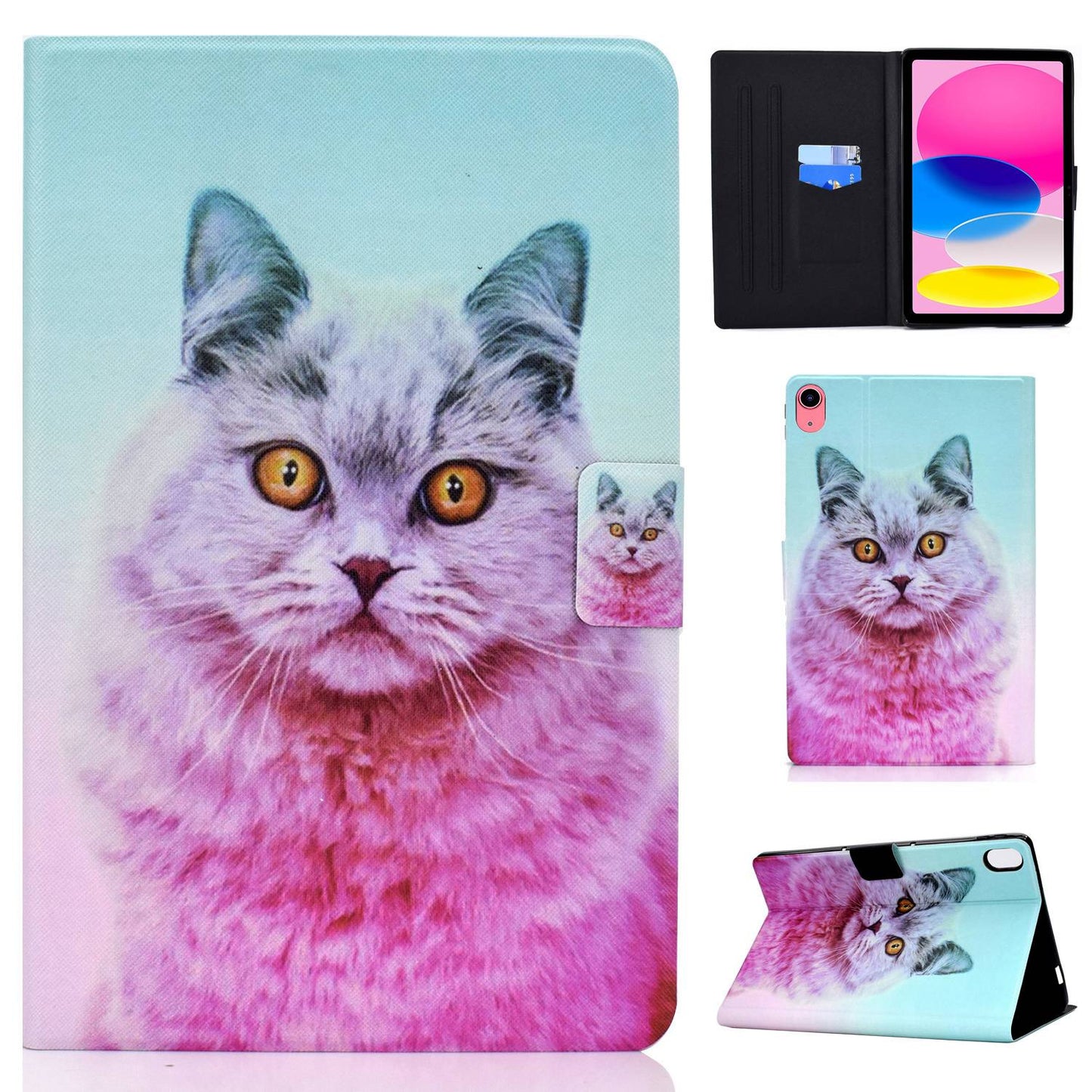 For iPad 10.9 (2022) / iPad 10th Gen Pattern Printing PU Leather Folio Tablet Case Fold Stand Card Holder Magnetic Flip Cover