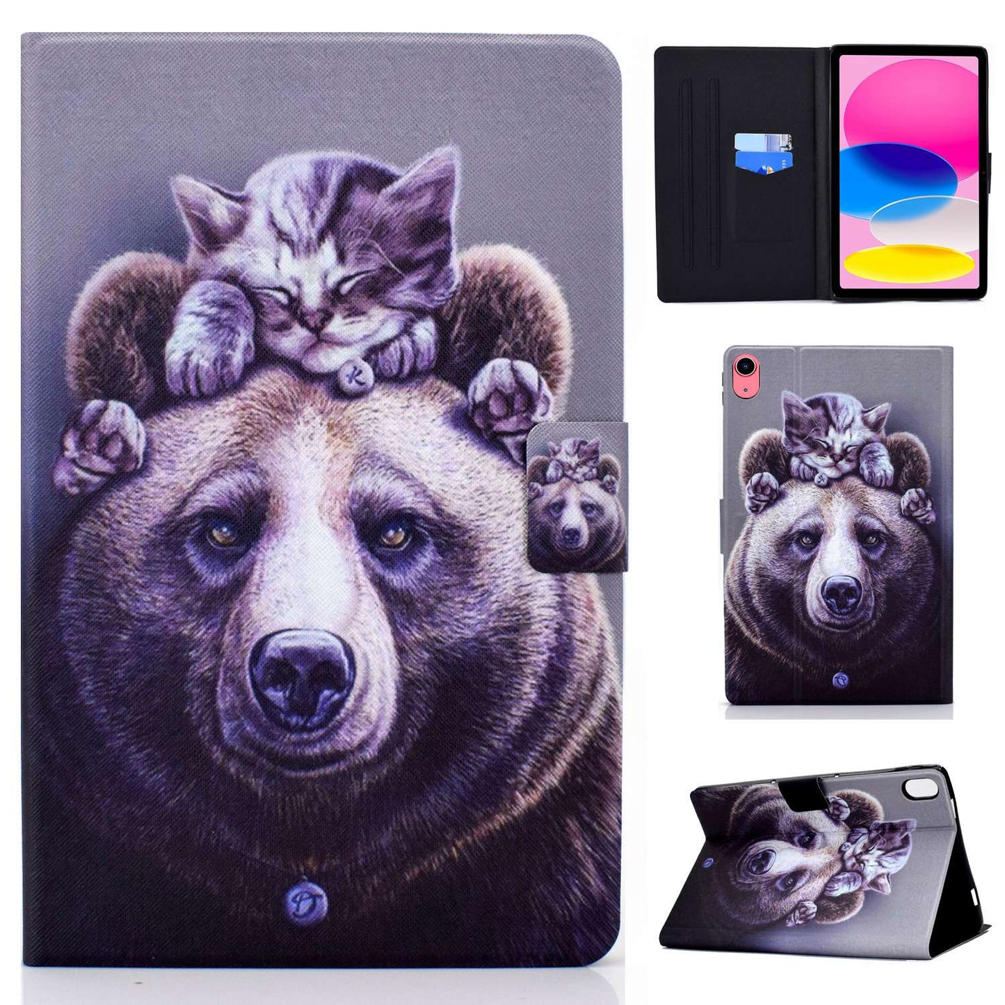 For iPad 10.9 (2022) / iPad 10th Gen Pattern Printing PU Leather Folio Tablet Case Fold Stand Card Holder Magnetic Flip Cover