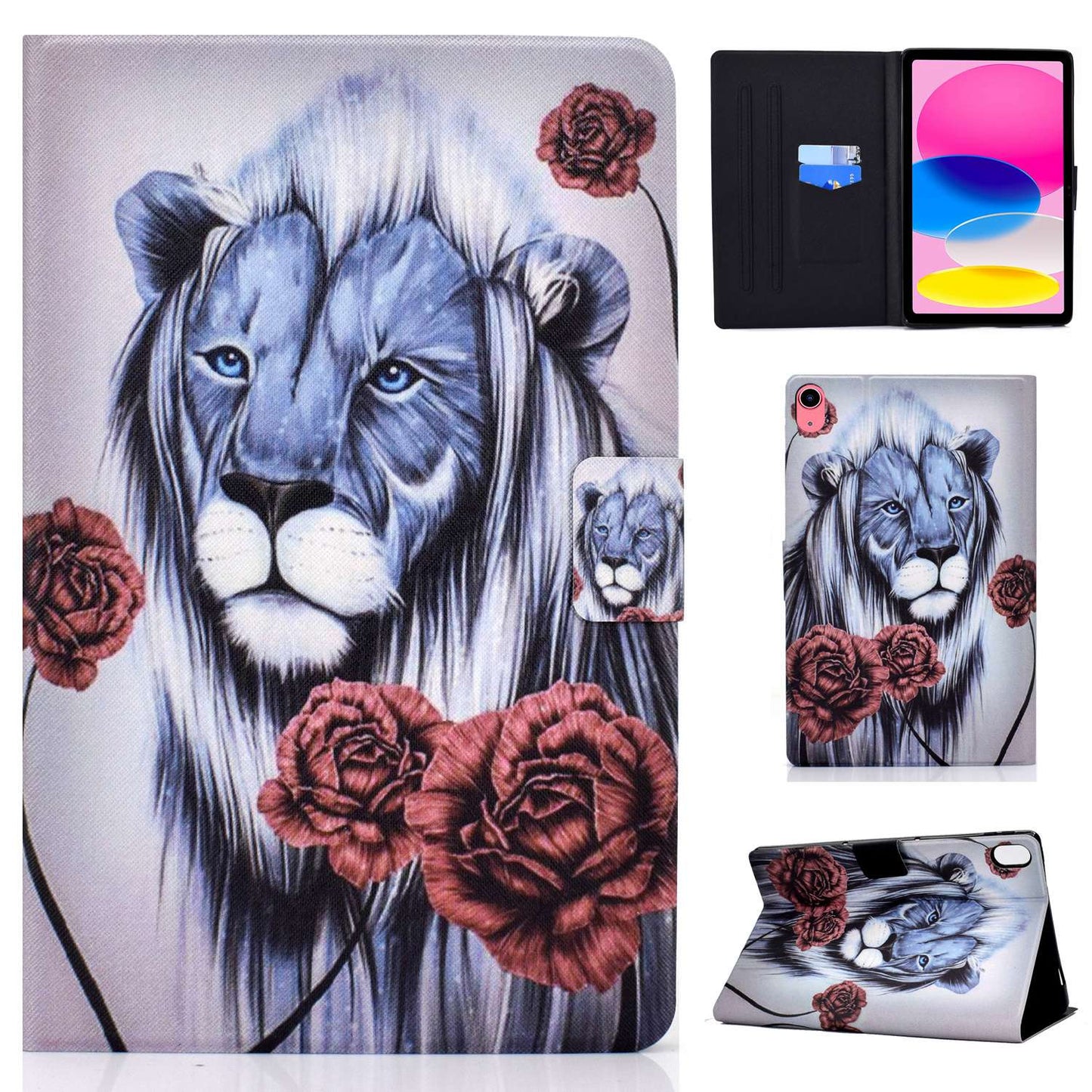For iPad 10.9 (2022) / iPad 10th Gen Pattern Printing PU Leather Folio Tablet Case Fold Stand Card Holder Magnetic Flip Cover