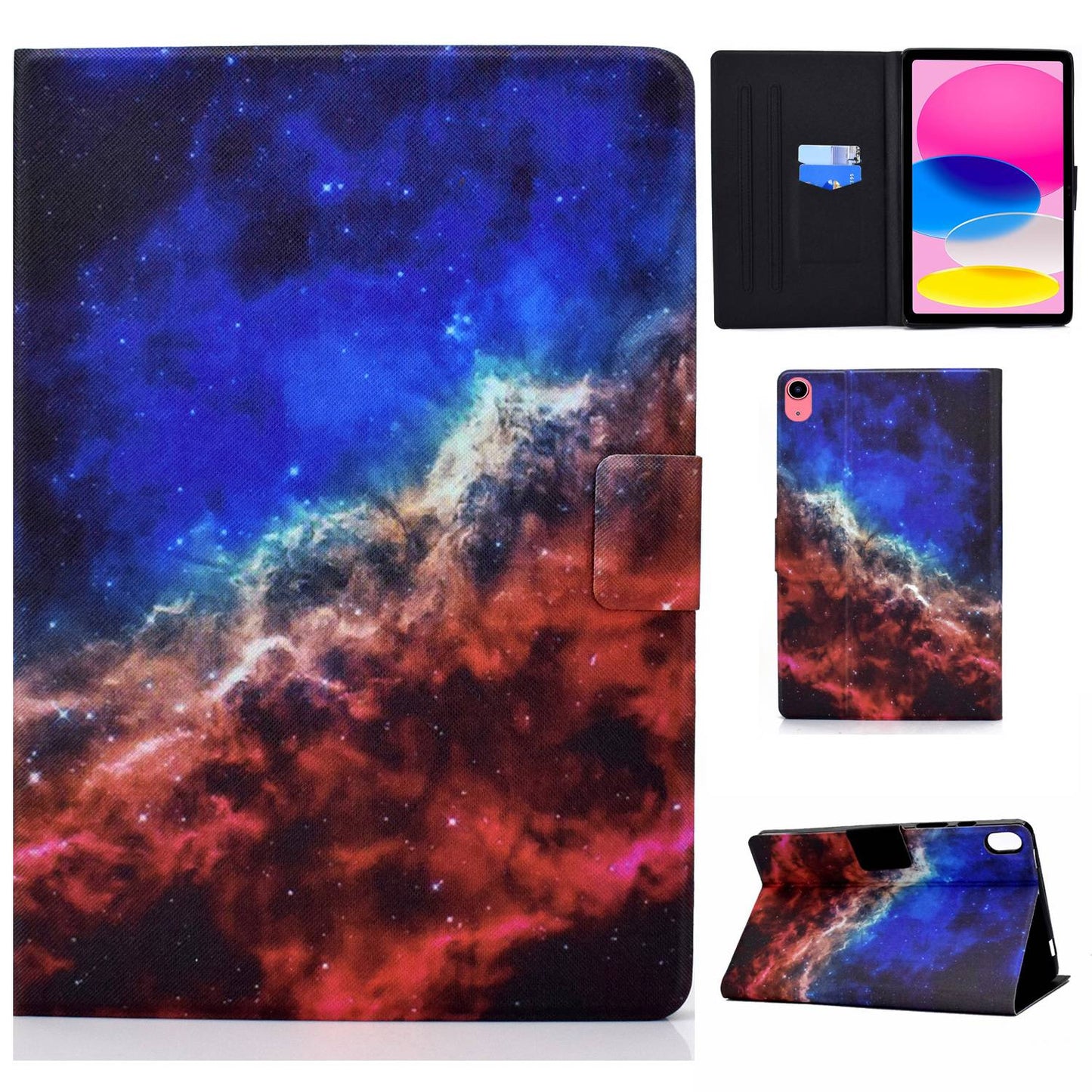 For iPad 10.9 (2022) / iPad 10th Gen Pattern Printing PU Leather Folio Tablet Case Fold Stand Card Holder Magnetic Flip Cover