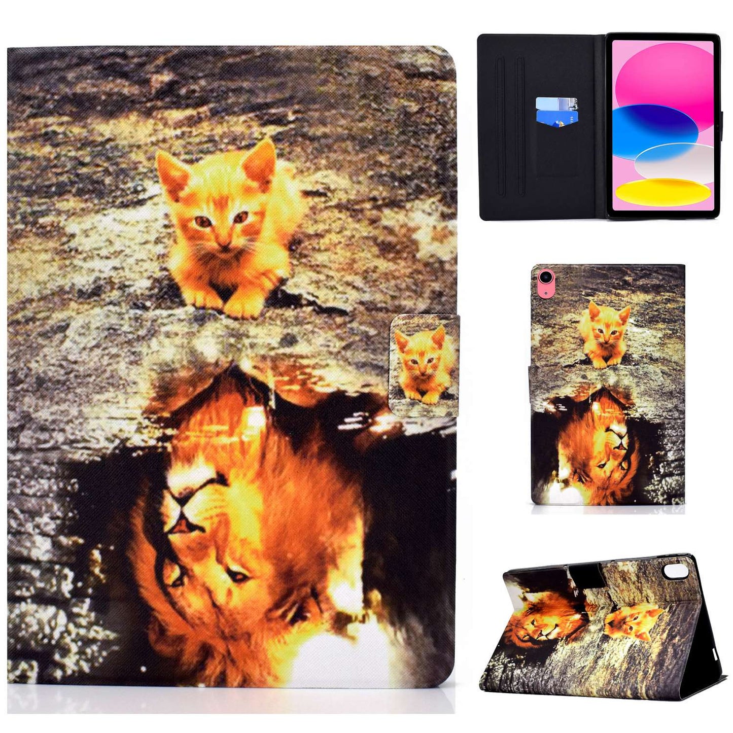 For iPad 10.9 (2022) / iPad 10th Gen Pattern Printing PU Leather Folio Tablet Case Fold Stand Card Holder Magnetic Flip Cover