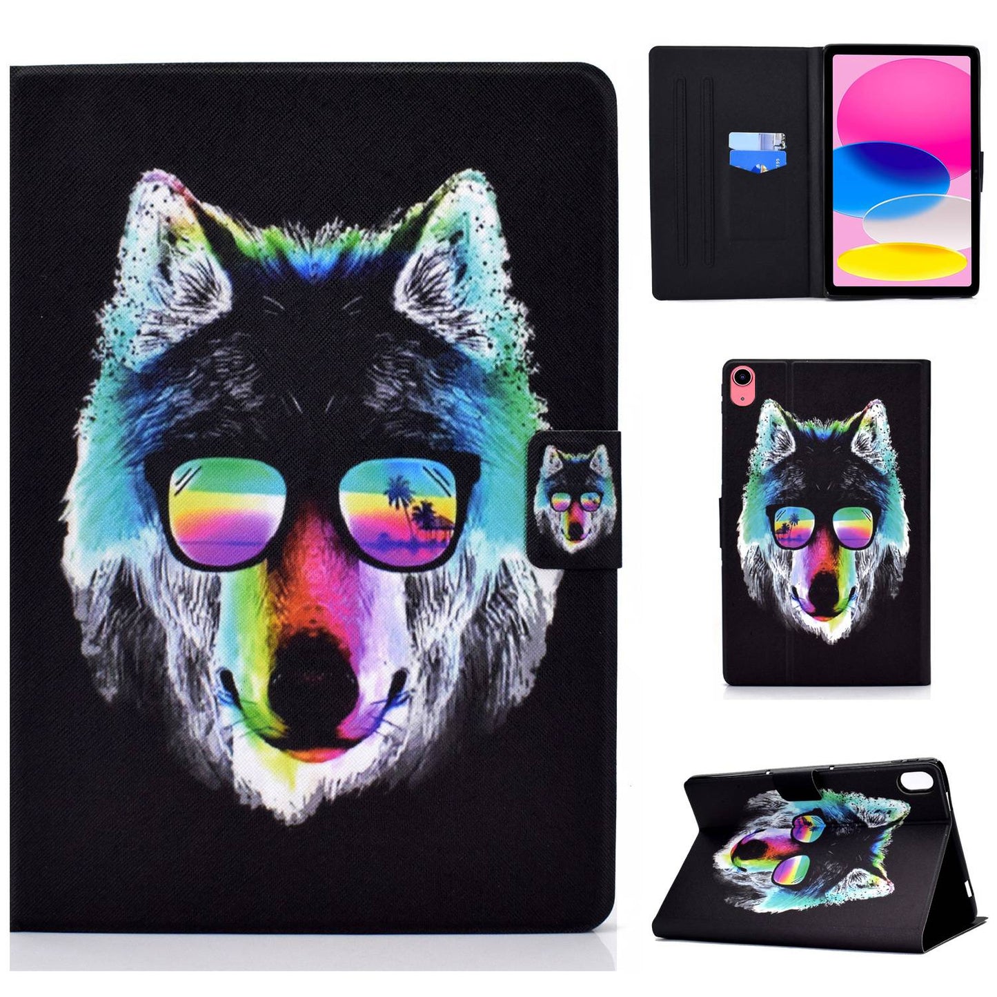 For iPad 10.9 (2022) / iPad 10th Gen Pattern Printing PU Leather Folio Tablet Case Fold Stand Card Holder Magnetic Flip Cover