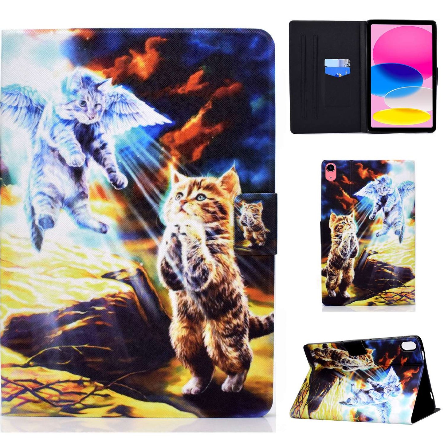 For iPad 10.9 (2022) / iPad 10th Gen Pattern Printing PU Leather Folio Tablet Case Fold Stand Card Holder Magnetic Flip Cover