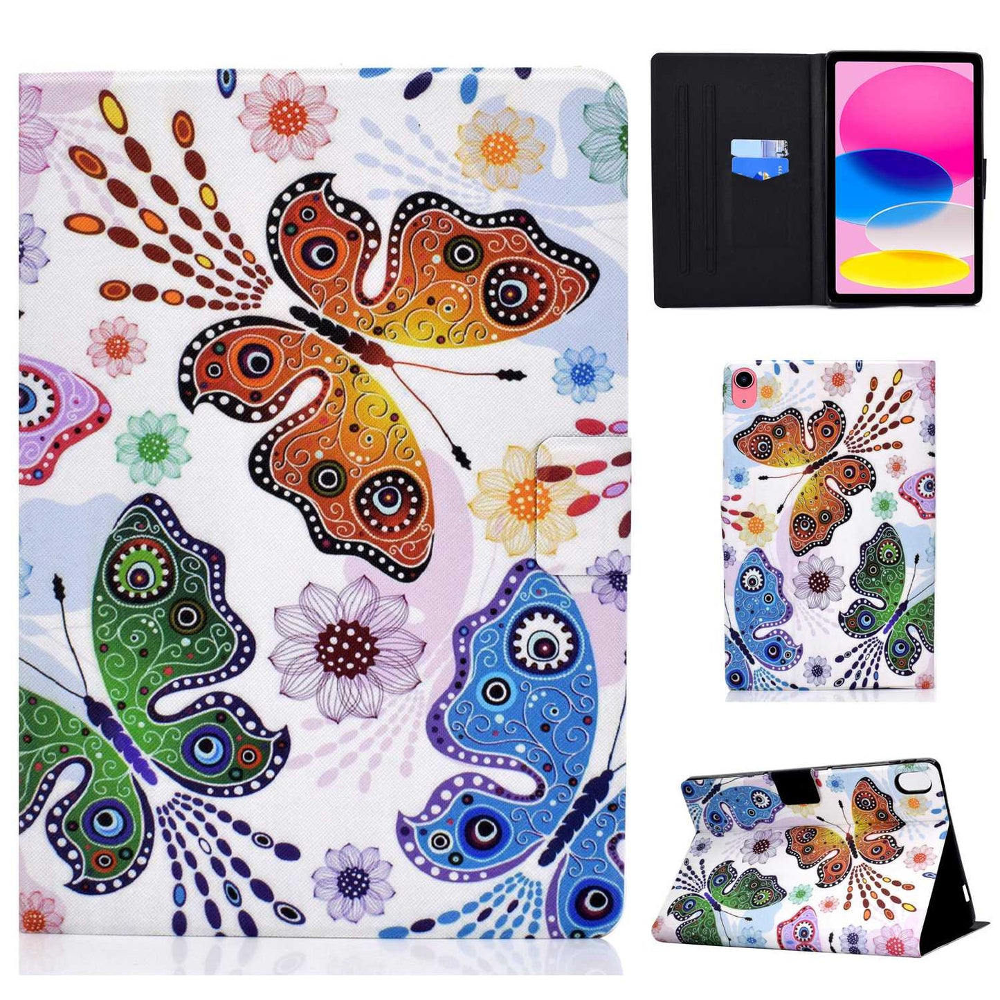 For iPad 10.9 (2022) / iPad 10th Gen Pattern Printing PU Leather Folio Tablet Case Fold Stand Card Holder Magnetic Flip Cover
