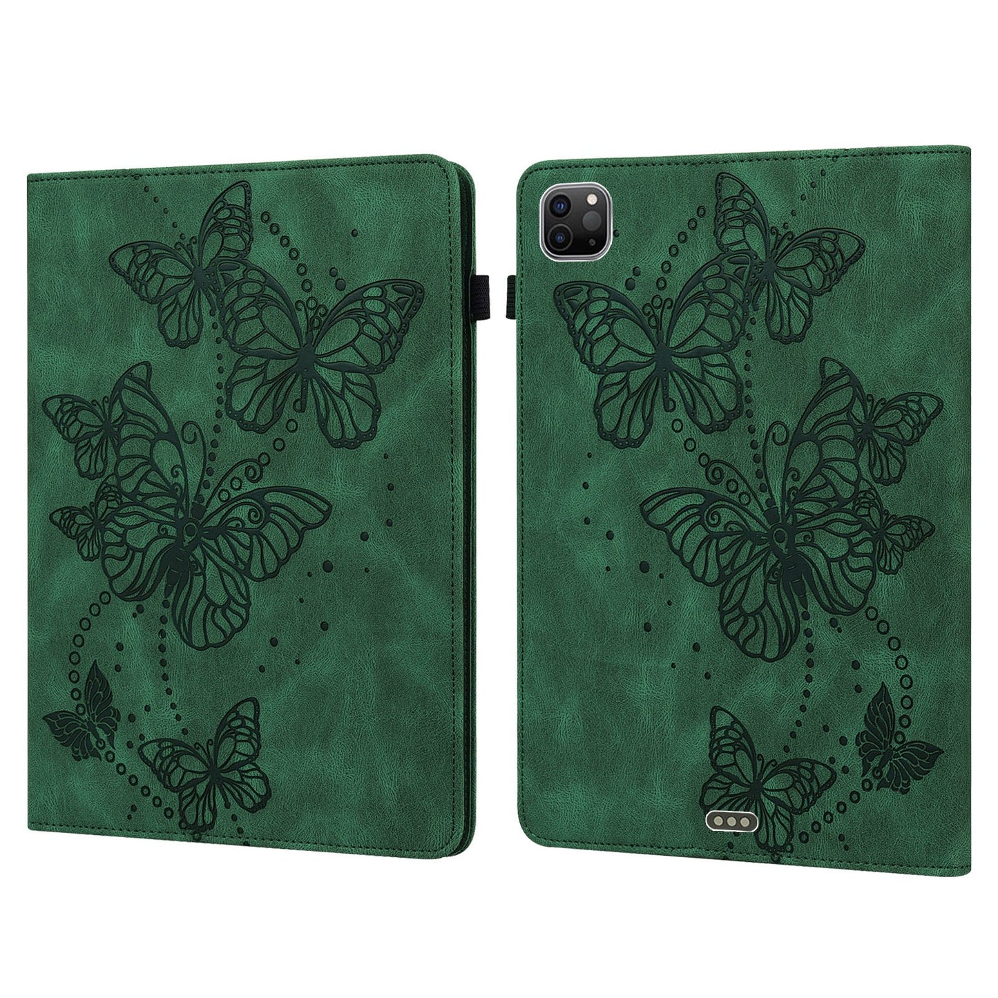 For iPad Pro 11-inch (2020) / (2021) / (2022) PU Leather Butterfly Imprinted Tablet Stand Cover Auto Wake / Sleep Card Holder Shockproof Case with Elastic Band