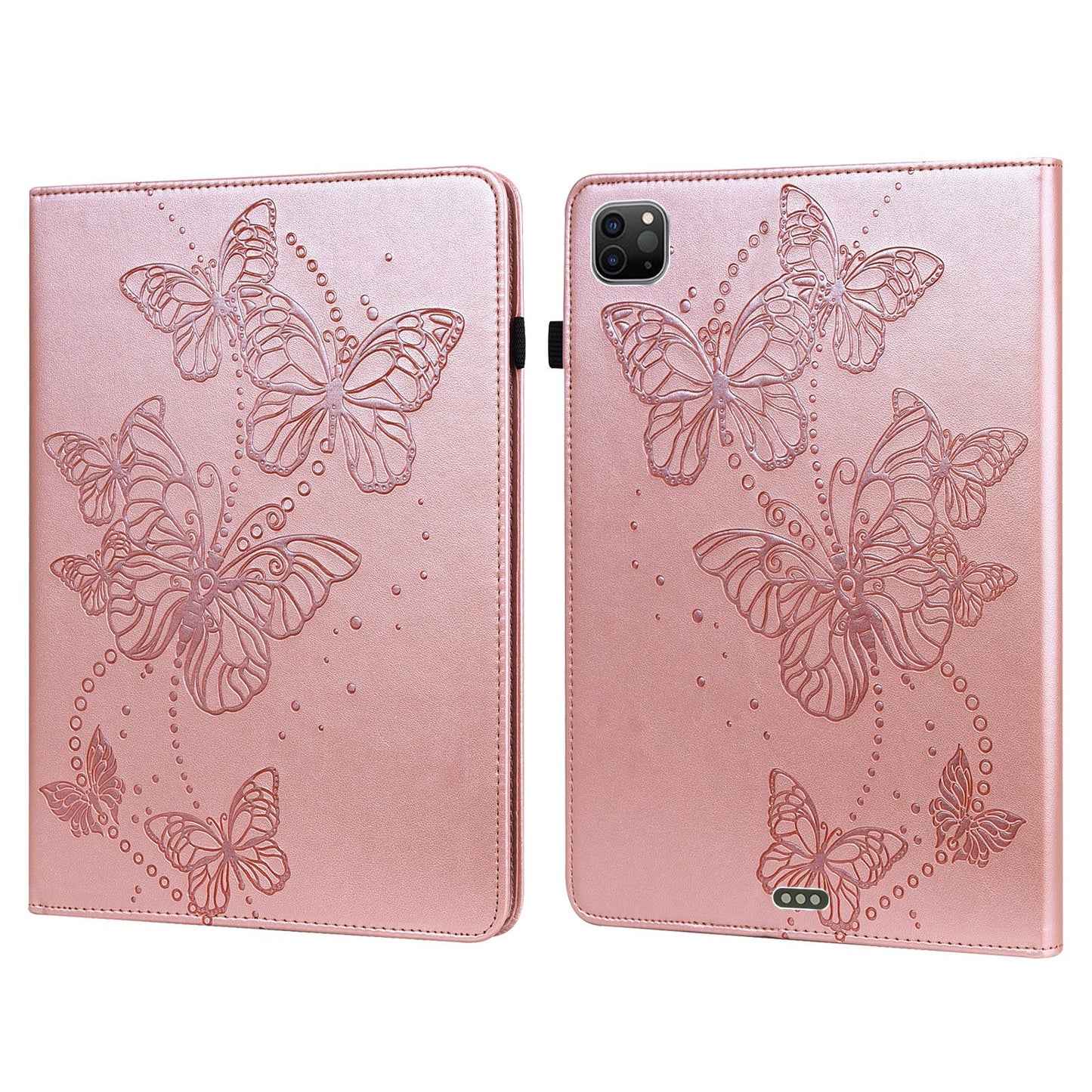 For iPad Pro 11-inch (2020) / (2021) / (2022) PU Leather Butterfly Imprinted Tablet Stand Cover Auto Wake / Sleep Card Holder Shockproof Case with Elastic Band