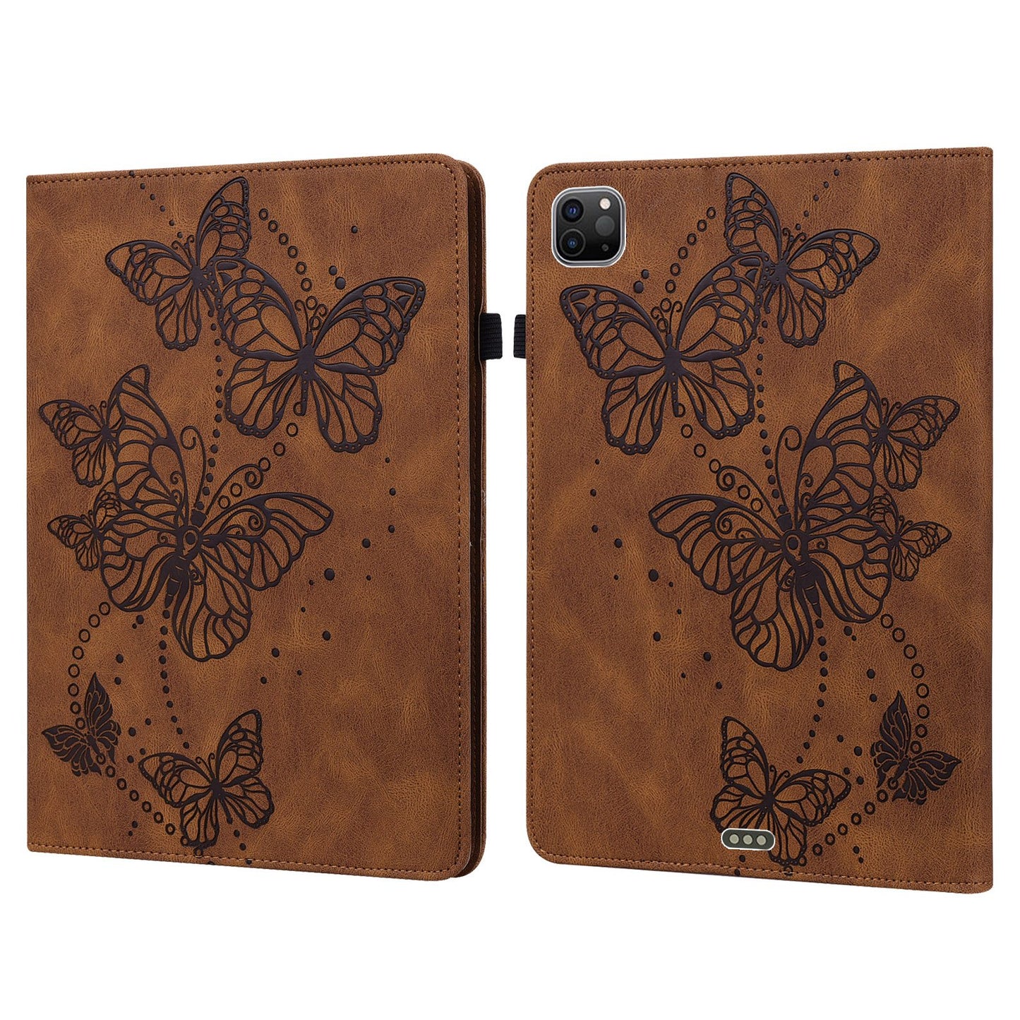 For iPad Pro 11-inch (2020) / (2021) / (2022) PU Leather Butterfly Imprinted Tablet Stand Cover Auto Wake / Sleep Card Holder Shockproof Case with Elastic Band