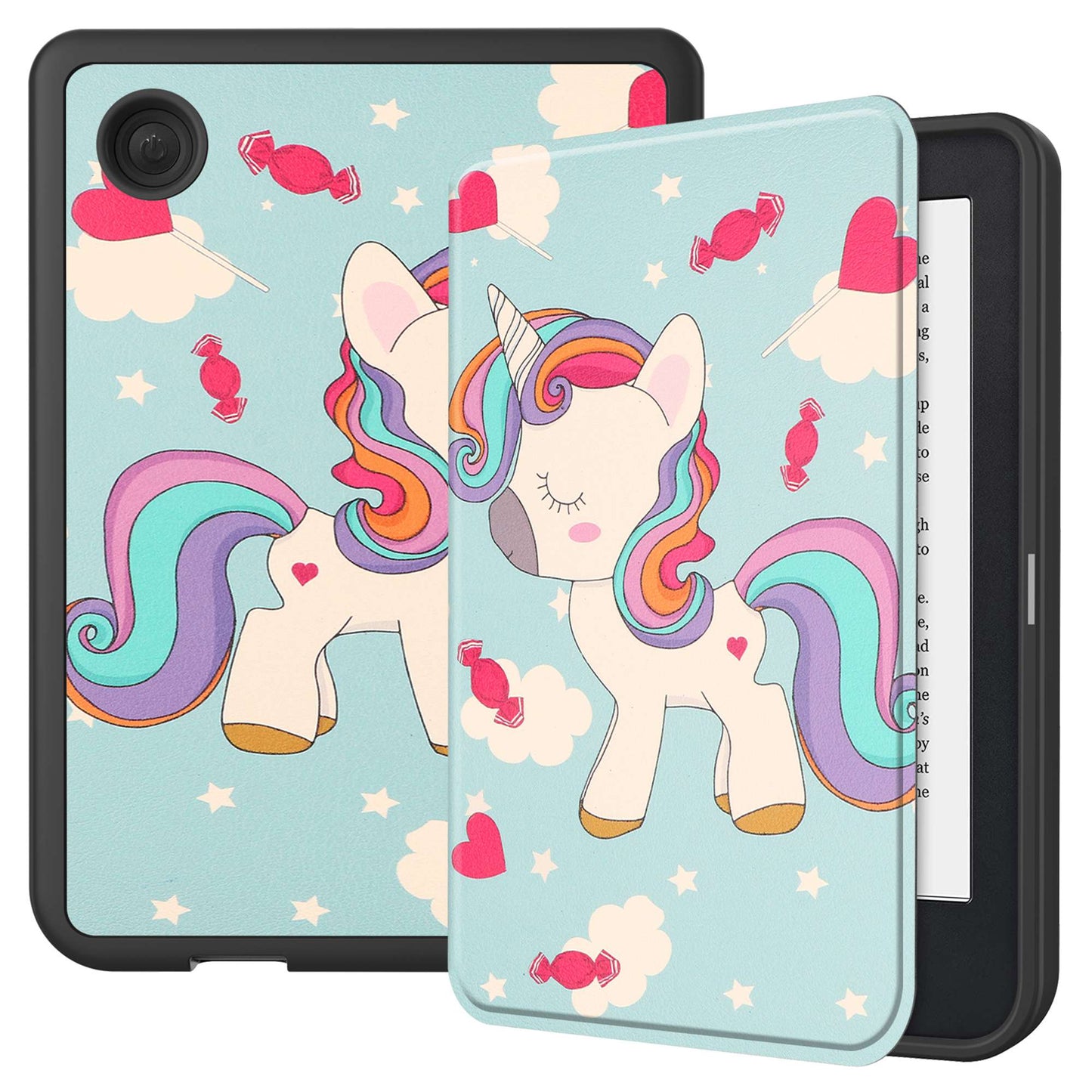 For Kobo Clara 2E Pattern Printing PU Leather Folio E-reader Cover Shockproof Smart Auto Sleep / Wake Protective Case