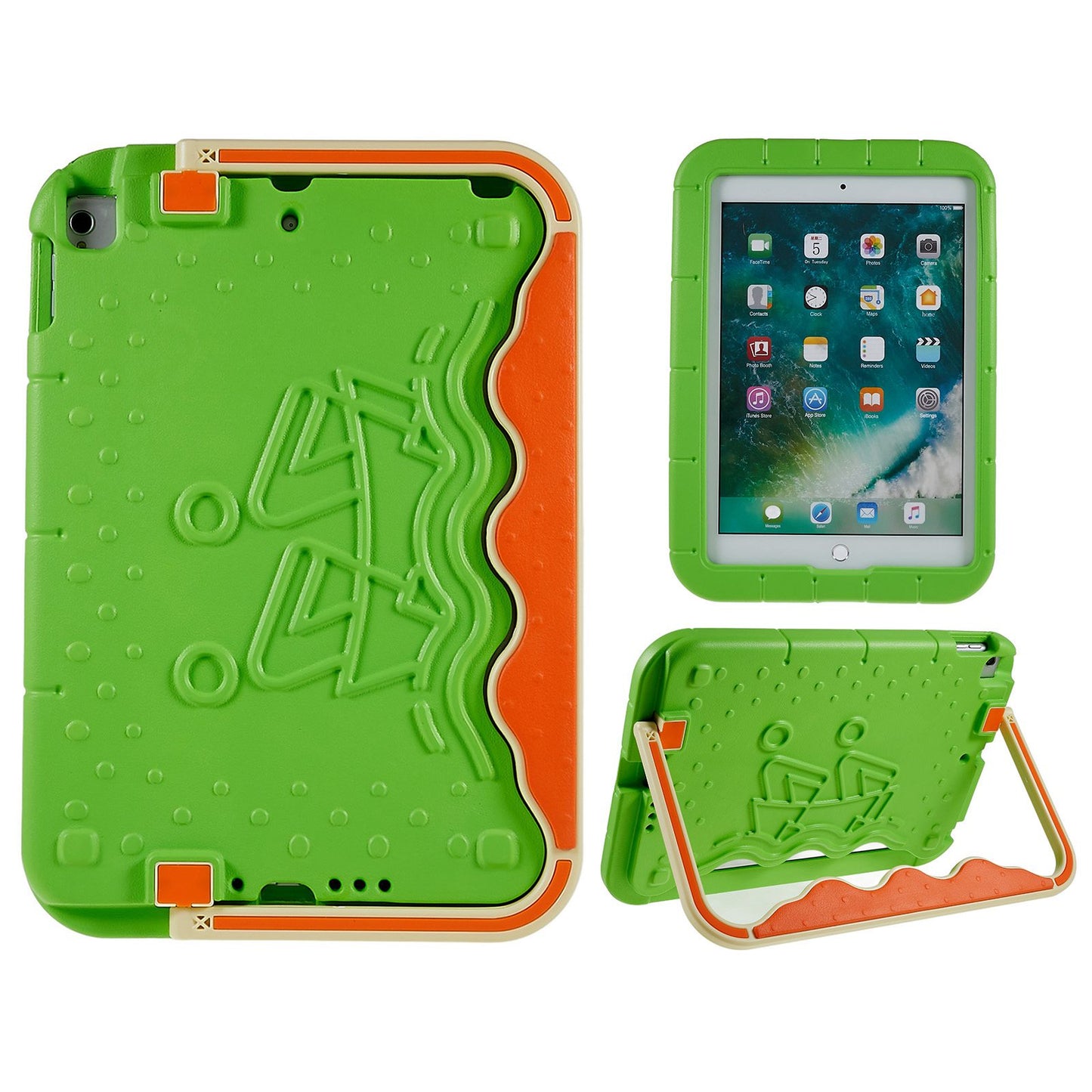 For iPad 10.2 (2021) / (2020) / (2019) / iPad Air 10.5 inch (2019) / iPad Pro 10.5-inch (2017) Anti-drop Kickstand Tablet Case Paddling Boat Style EVA + ABS Protective Cover