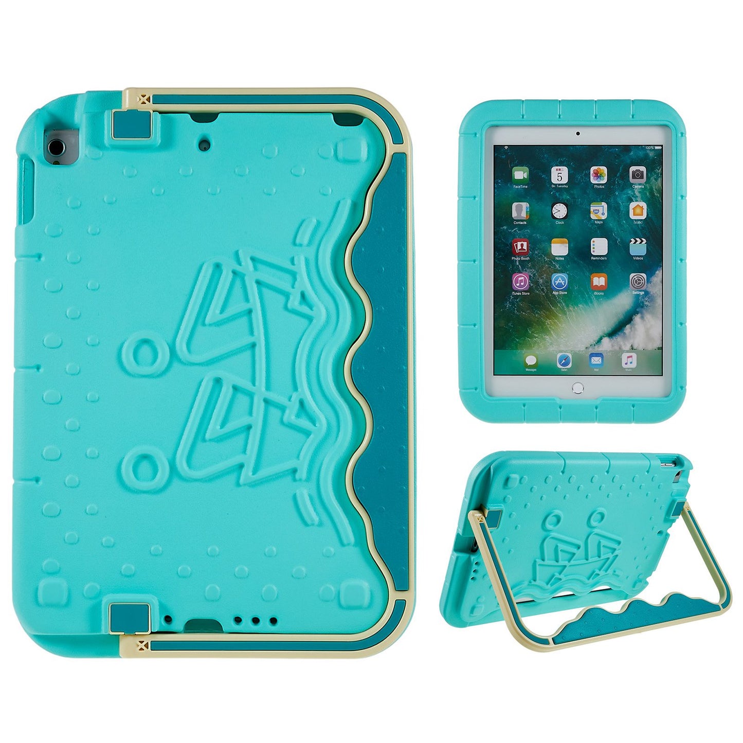 For iPad 10.2 (2021) / (2020) / (2019) / iPad Air 10.5 inch (2019) / iPad Pro 10.5-inch (2017) Anti-drop Kickstand Tablet Case Paddling Boat Style EVA + ABS Protective Cover
