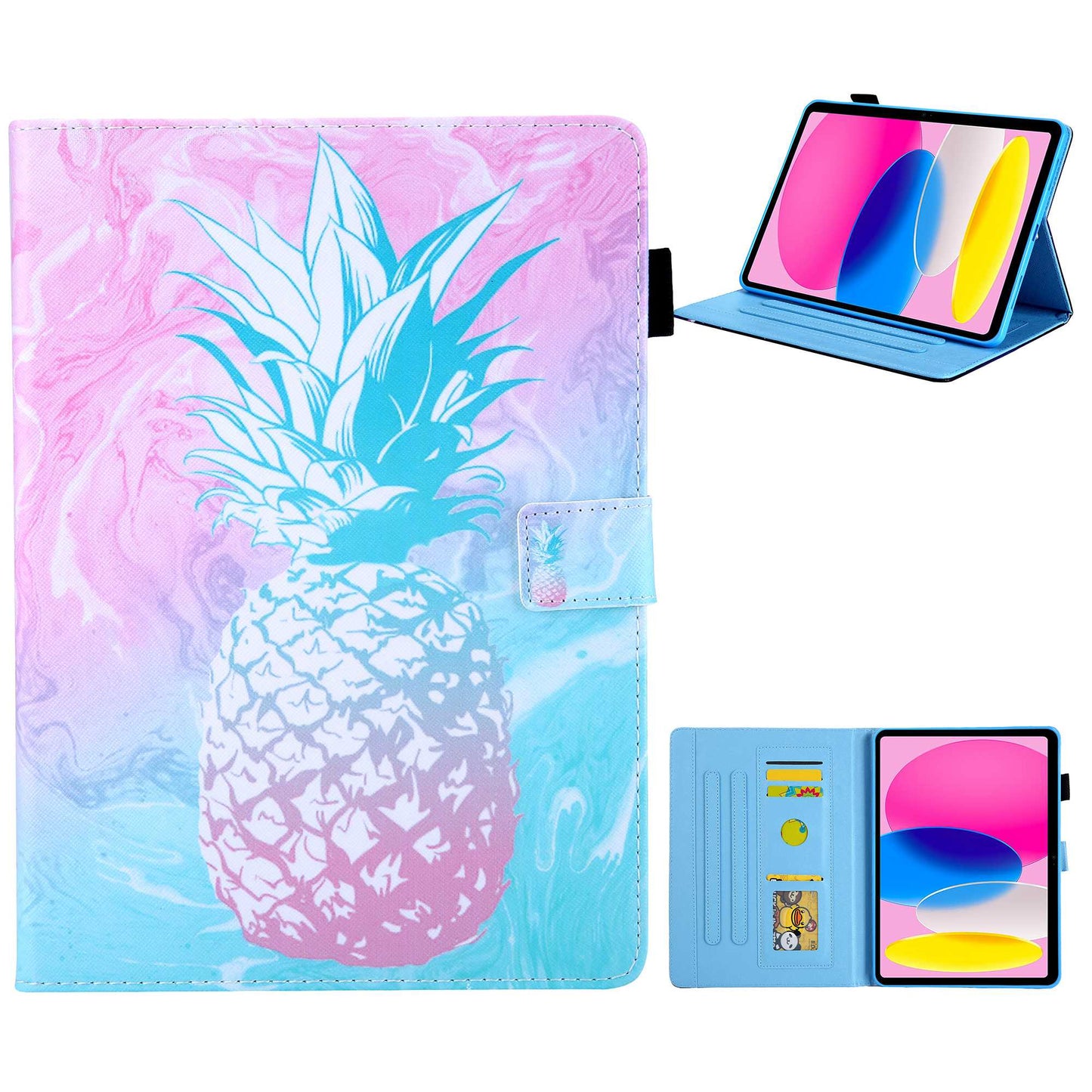 For iPad 10.9 (2022) / iPad 10th Gen Pattern Printing PU Leather Tablet Case Cross Texture Foldable Stand Card Holder Protective Cover
