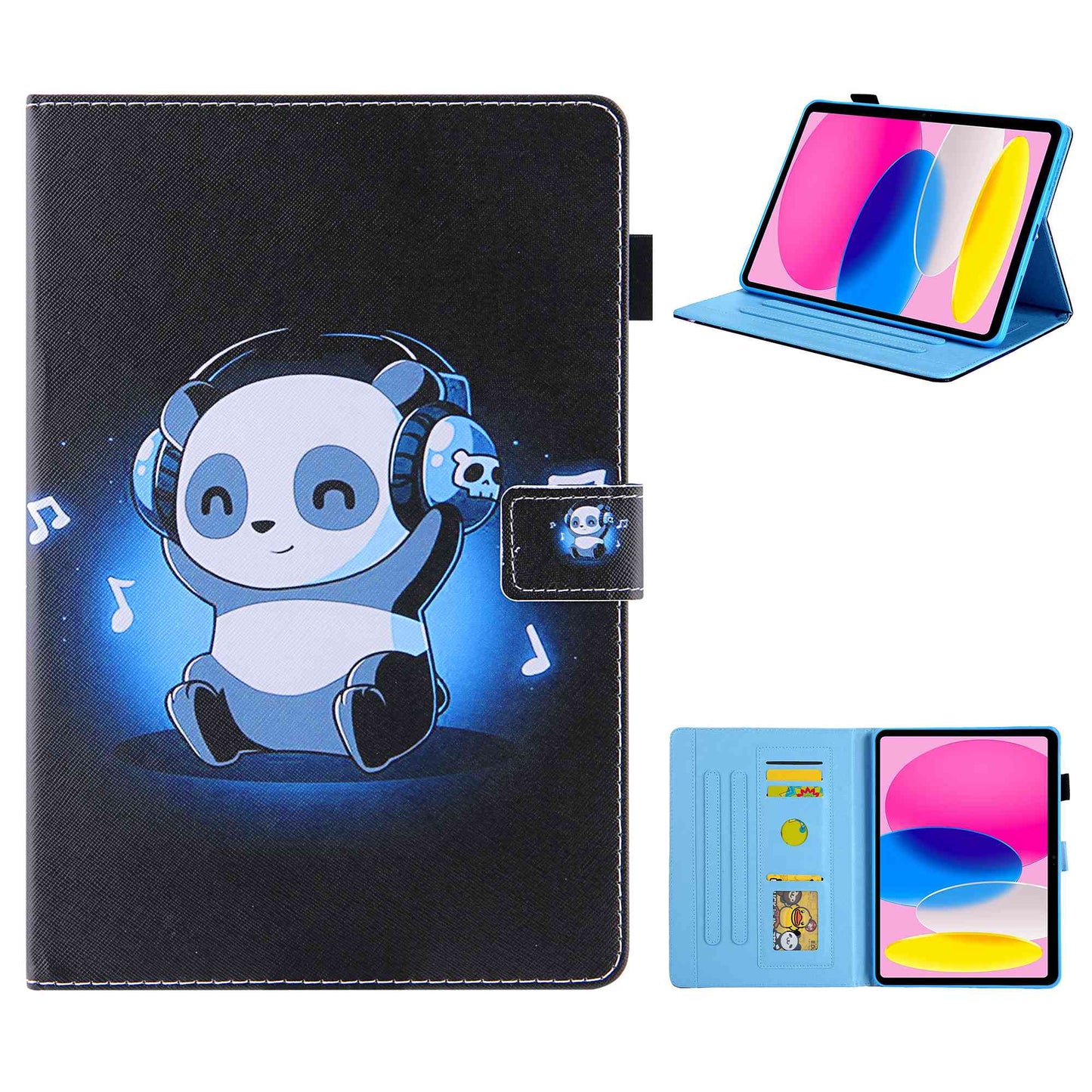 For iPad 10.9 (2022) / iPad 10th Gen Pattern Printing PU Leather Tablet Case Cross Texture Foldable Stand Card Holder Protective Cover