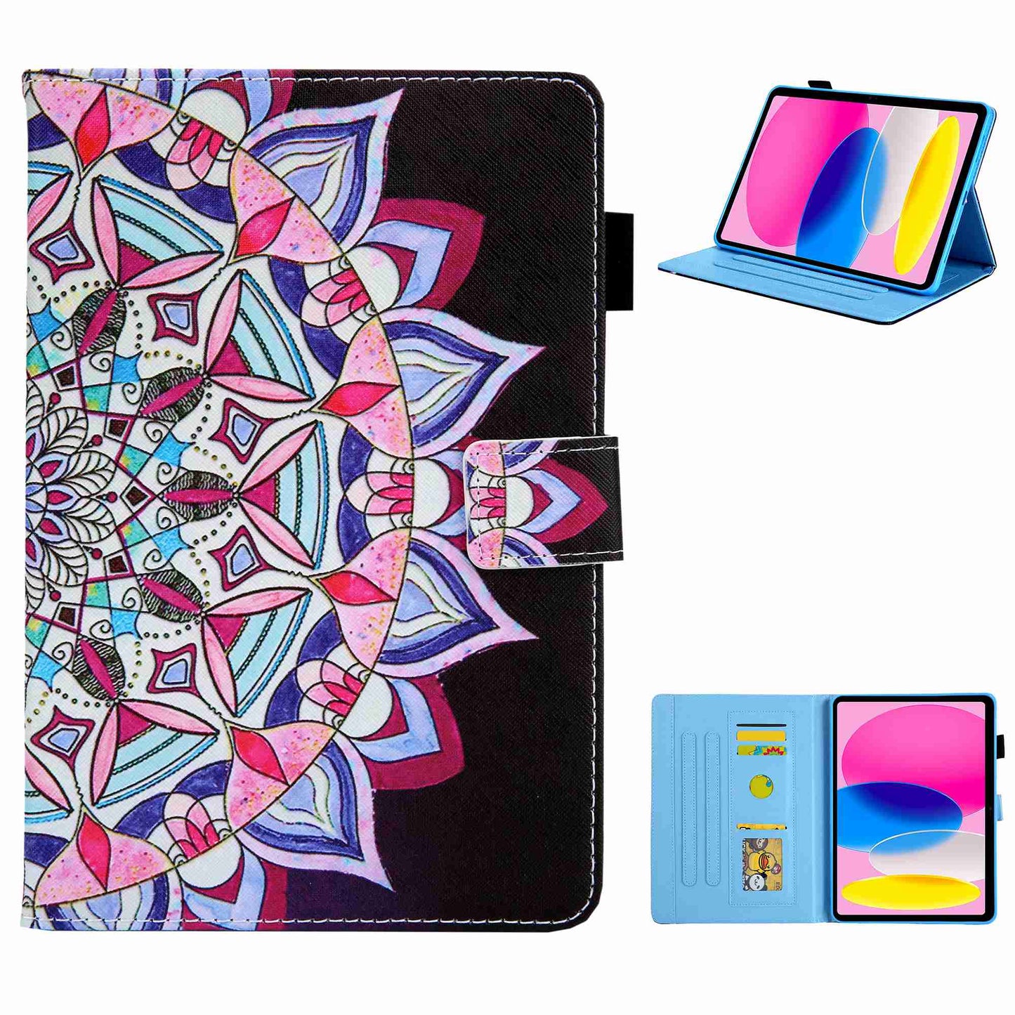 For iPad 10.9 (2022) / iPad 10th Gen Cross Texture Pattern Printing Tablet Case Card Holder PU Leather Full Protection Stand Cover