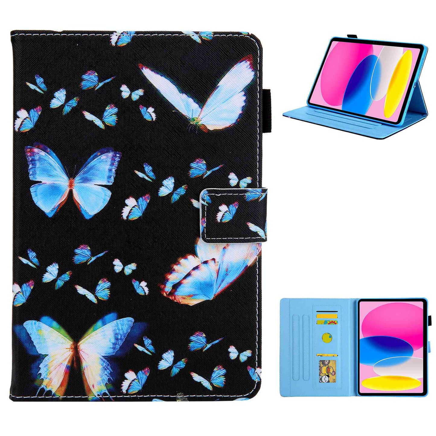 For iPad 10.9 (2022) / iPad 10th Gen Cross Texture Pattern Printing Tablet Case Card Holder PU Leather Full Protection Stand Cover